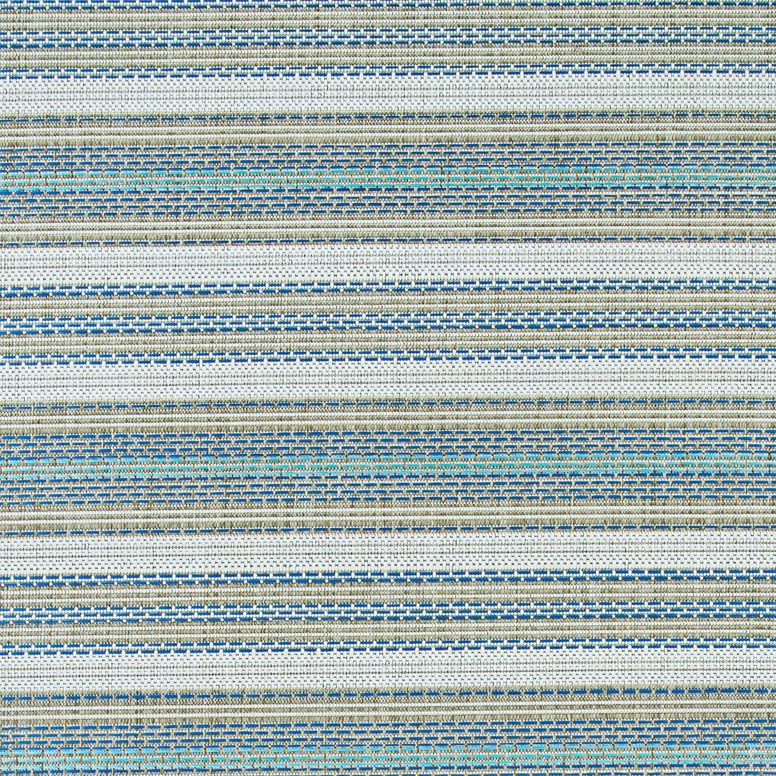 Ivory Sand Azure Blue 6' x 9' Flat Woven Stripe Rug