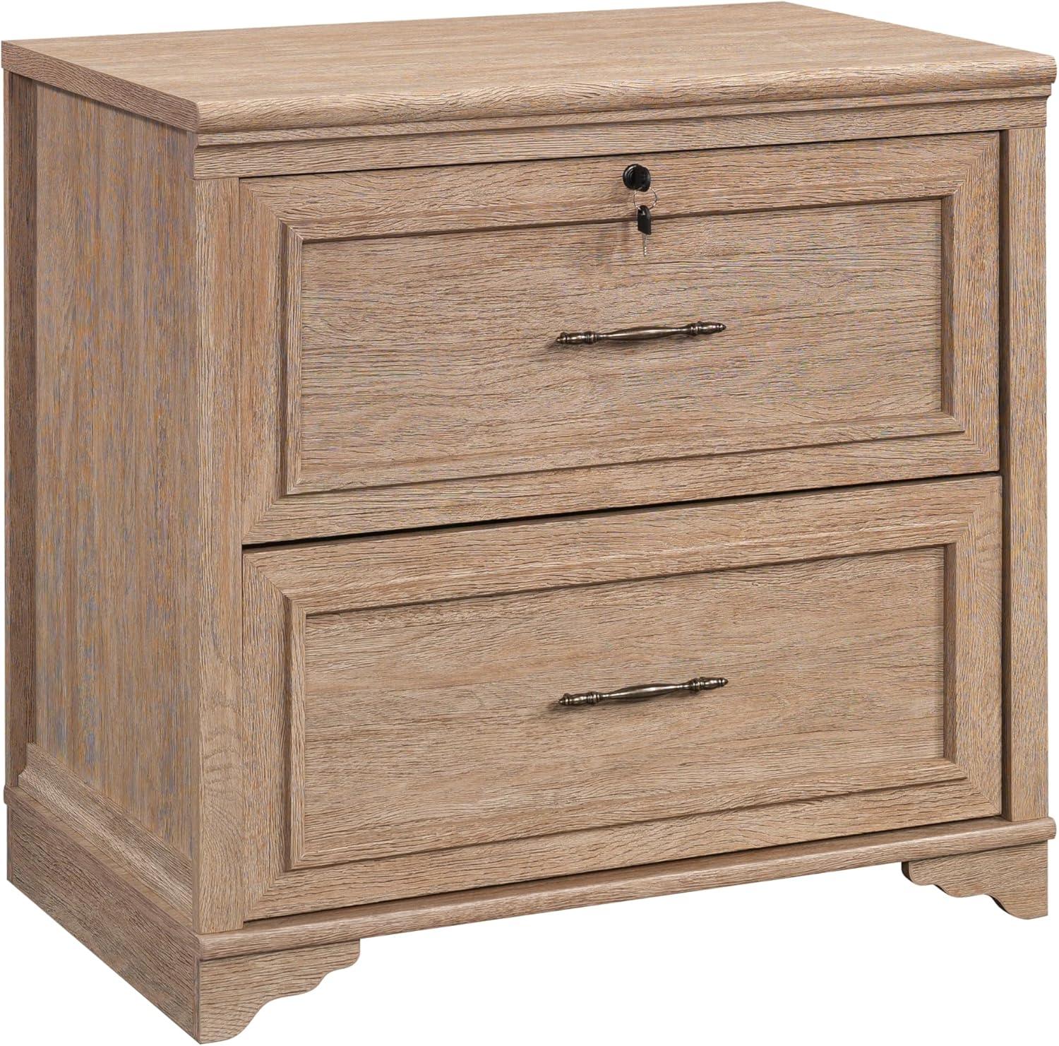 Brushed Oak 2-Drawer Lockable Lateral File Cabinet