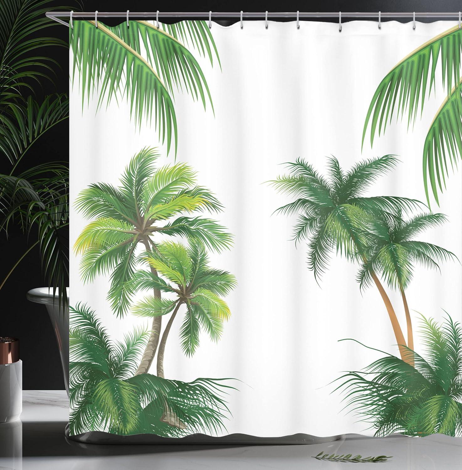 Ambesonne Tropic Shower Curtain, Coconut Palm Tree Plants, 69"Wx70"L, Hunter Green