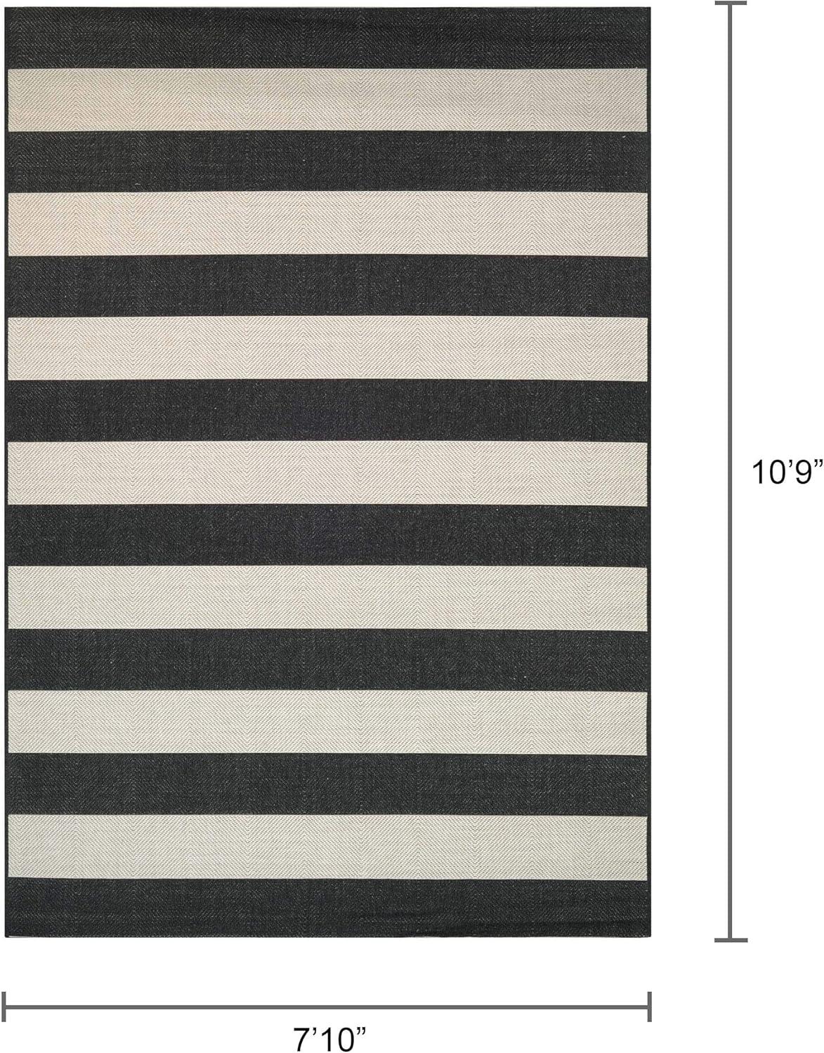 Couristan Afuera Yacht Club Rug, 9-Feet 2-Inch by 12-Feet 9-Inch, Onyx/Ivory