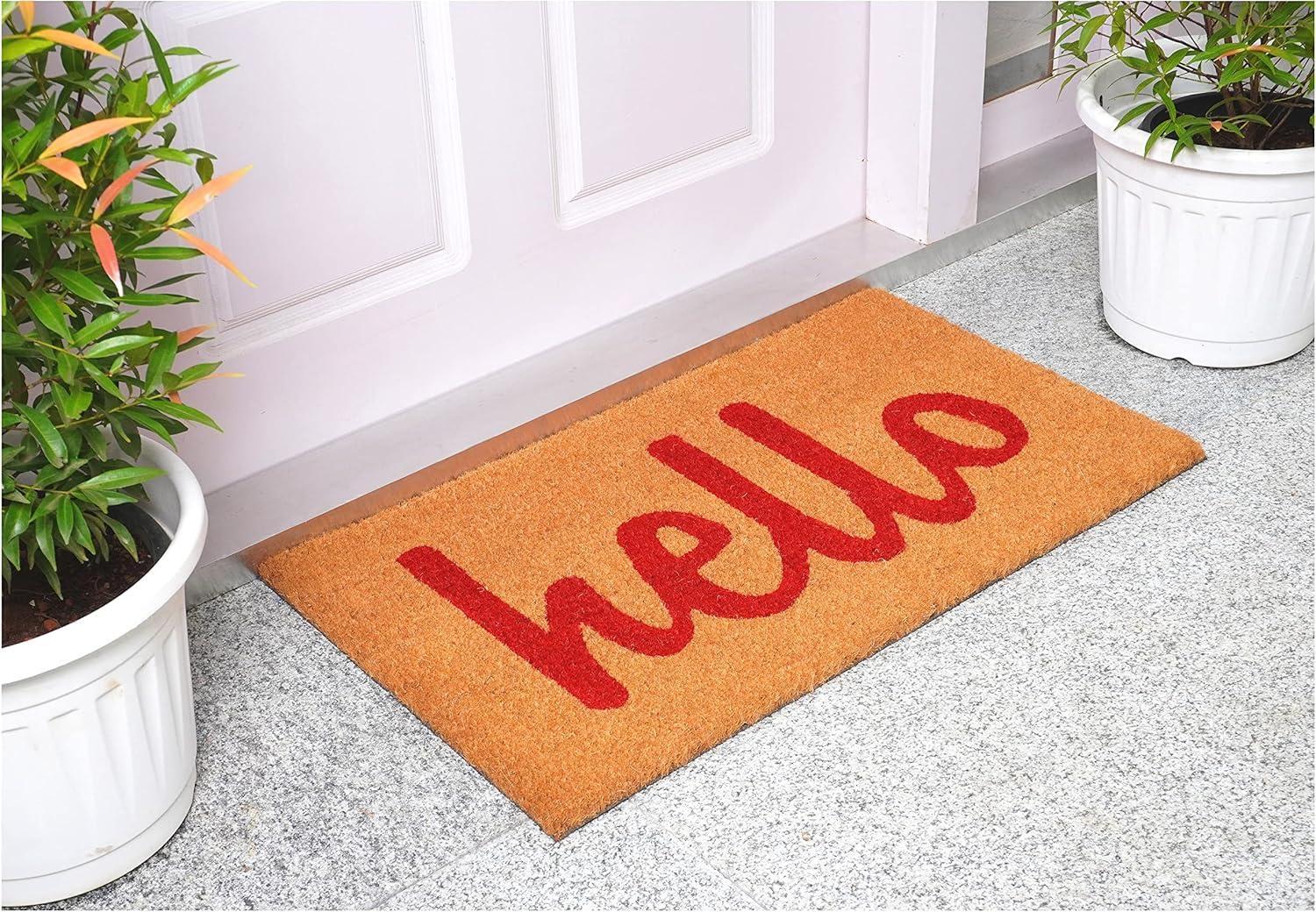 Calloway Mills Script Hello Outdoor Coir Doormat, 24" x 36"