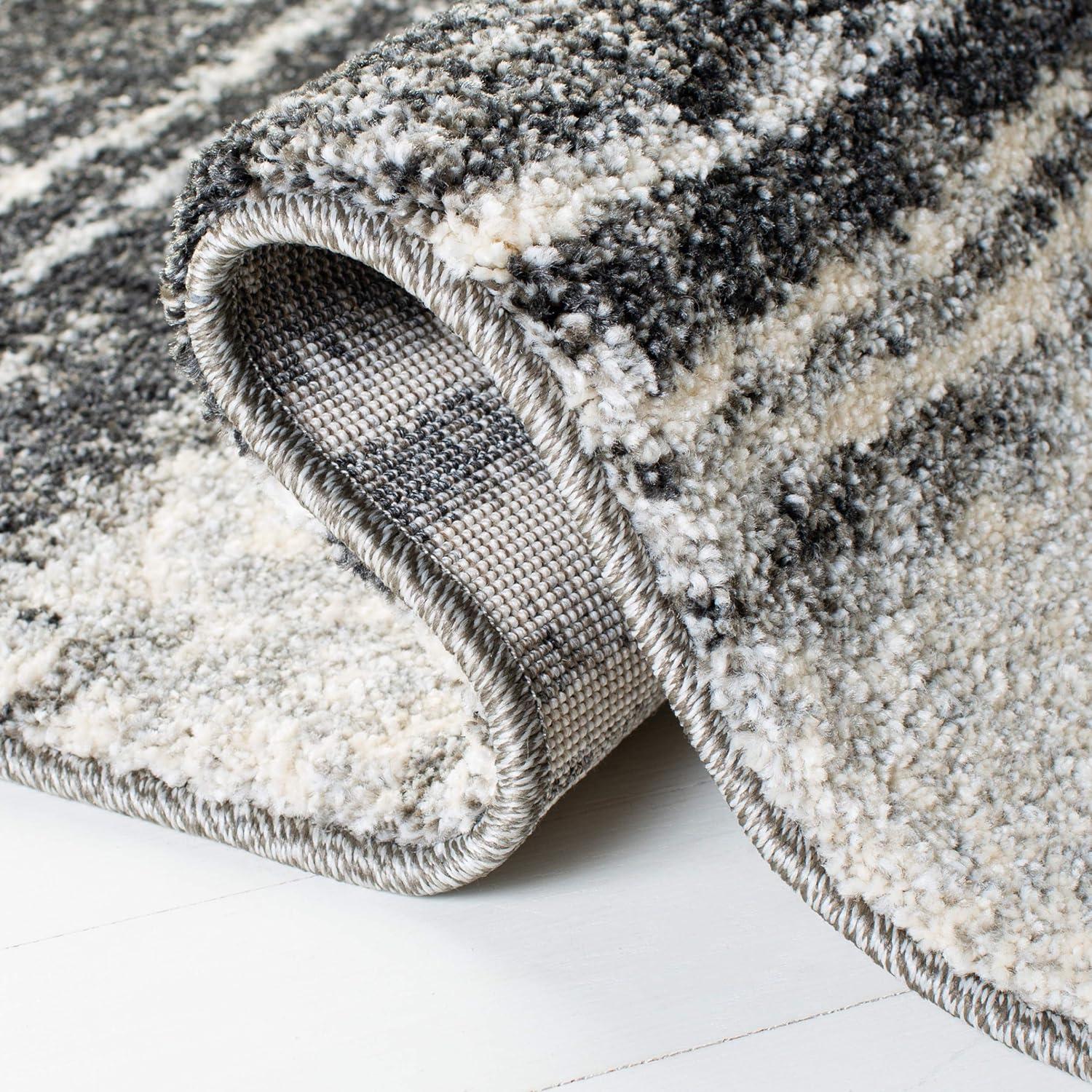 Retro Dark Grey and Light Grey 9' x 12' Shag Area Rug