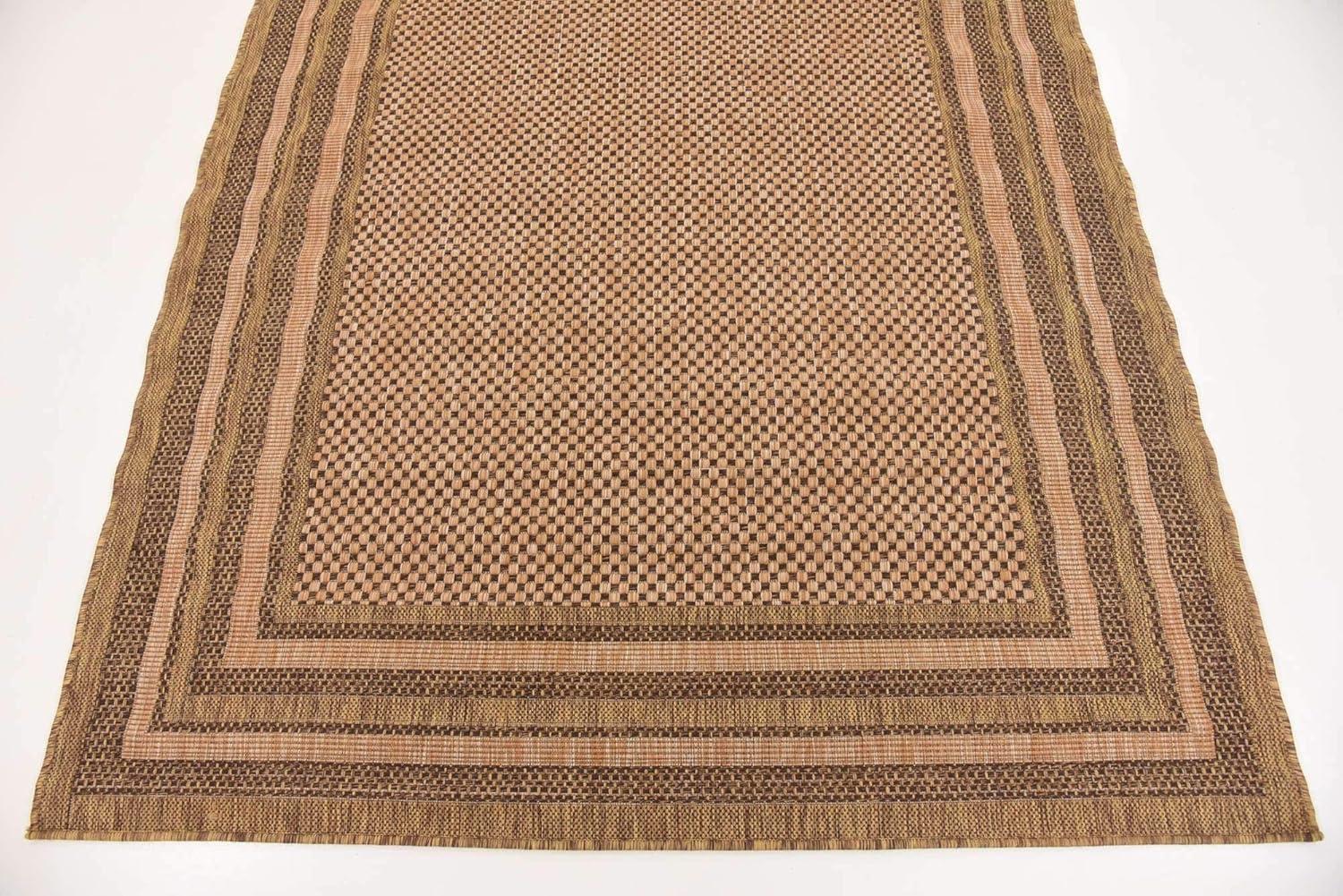 Unique Loom 5' 3 x 8' 0 Light Brown Outdoor Border Multi Border Area Rug