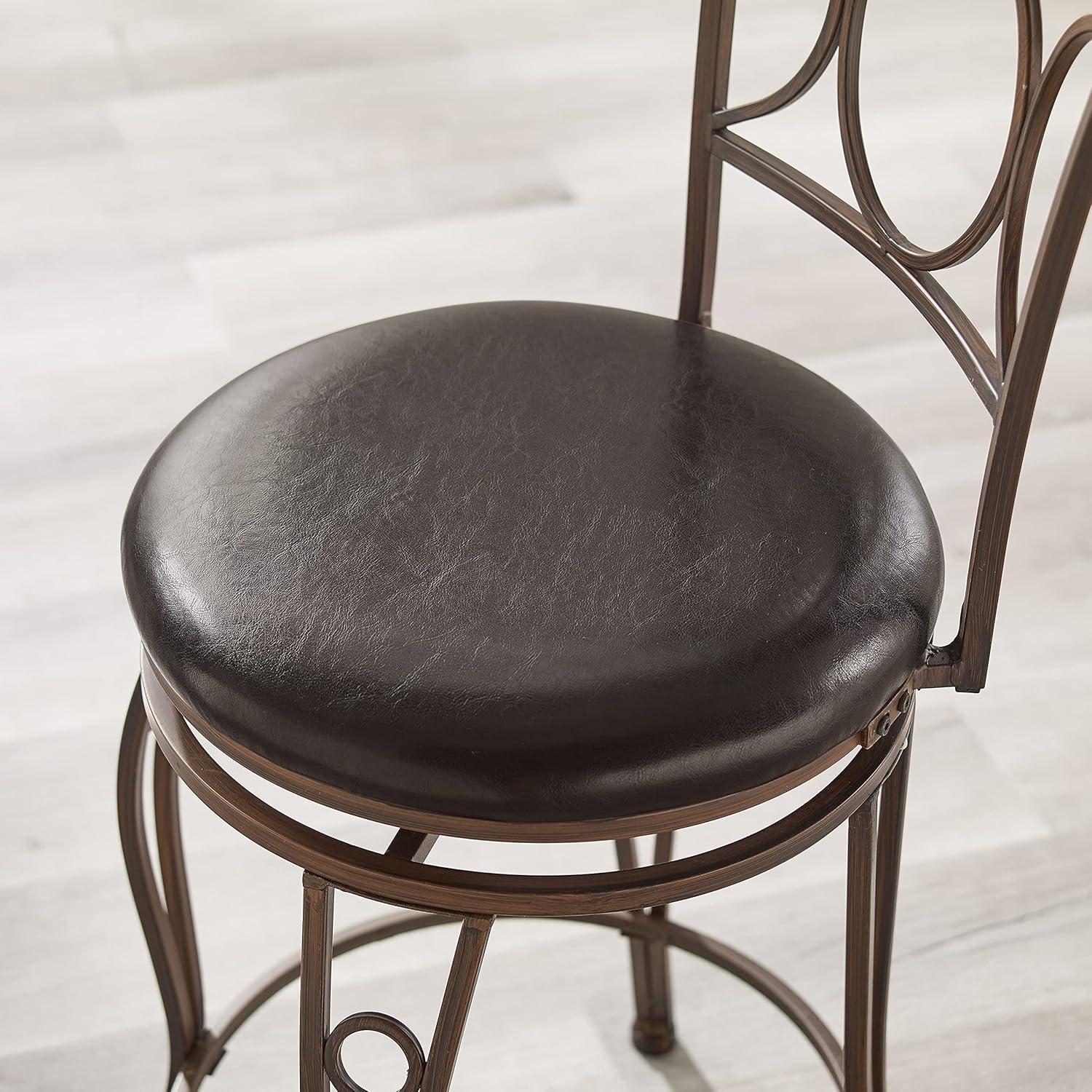 Circles Back 24" Upholstery Swivel Seat Counter Height Barstool Metal/Black - Linon: Elegant Design, Comfort Seating