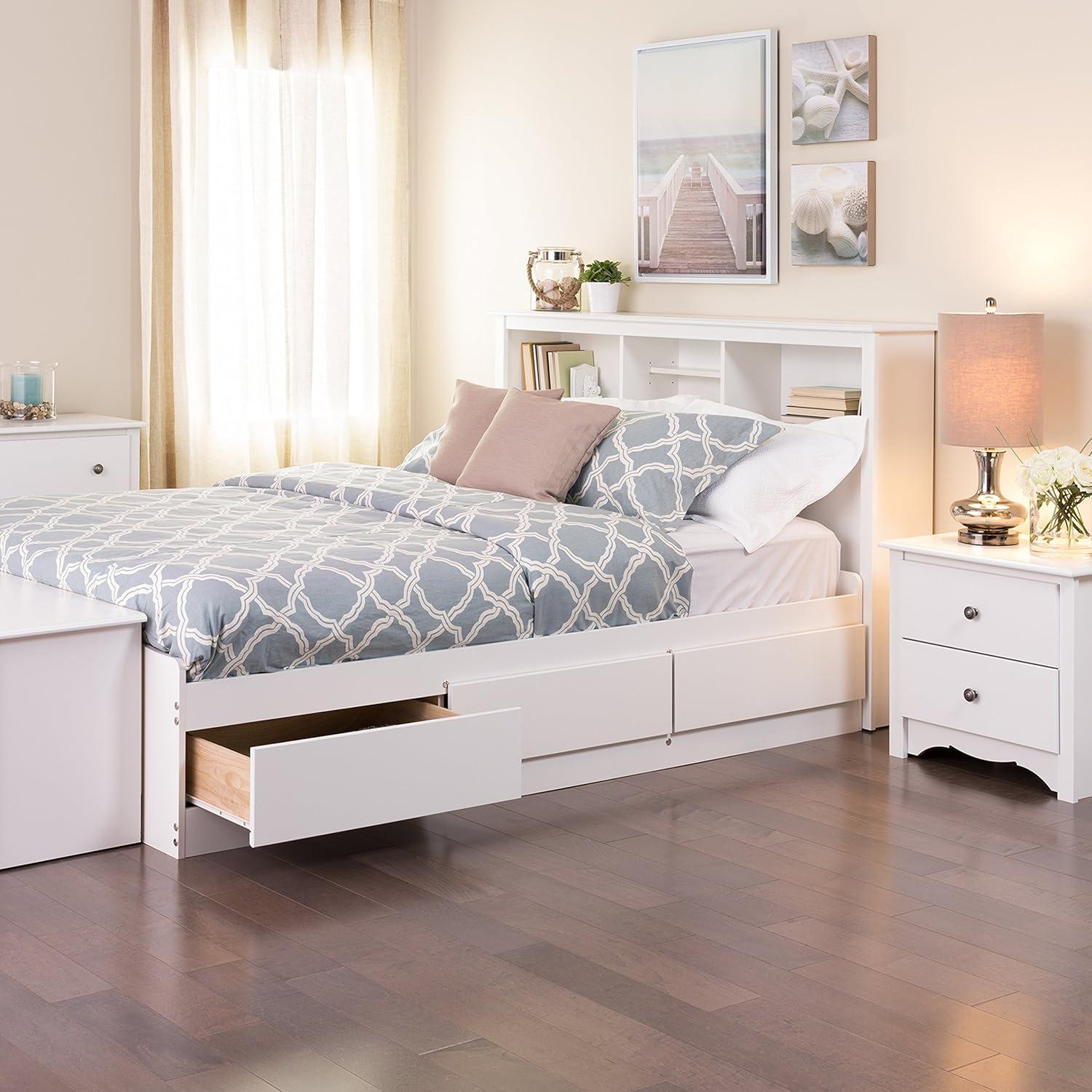 Mate's Light Wood Full Platform Bed with 6 Storage Drawers