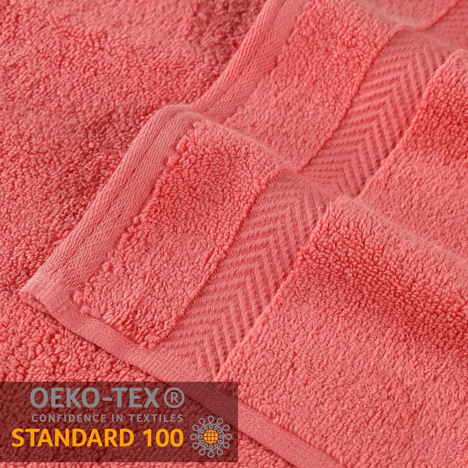 Superior Zero Twist Cotton 12 Piece Assorted Towel Set, Coral