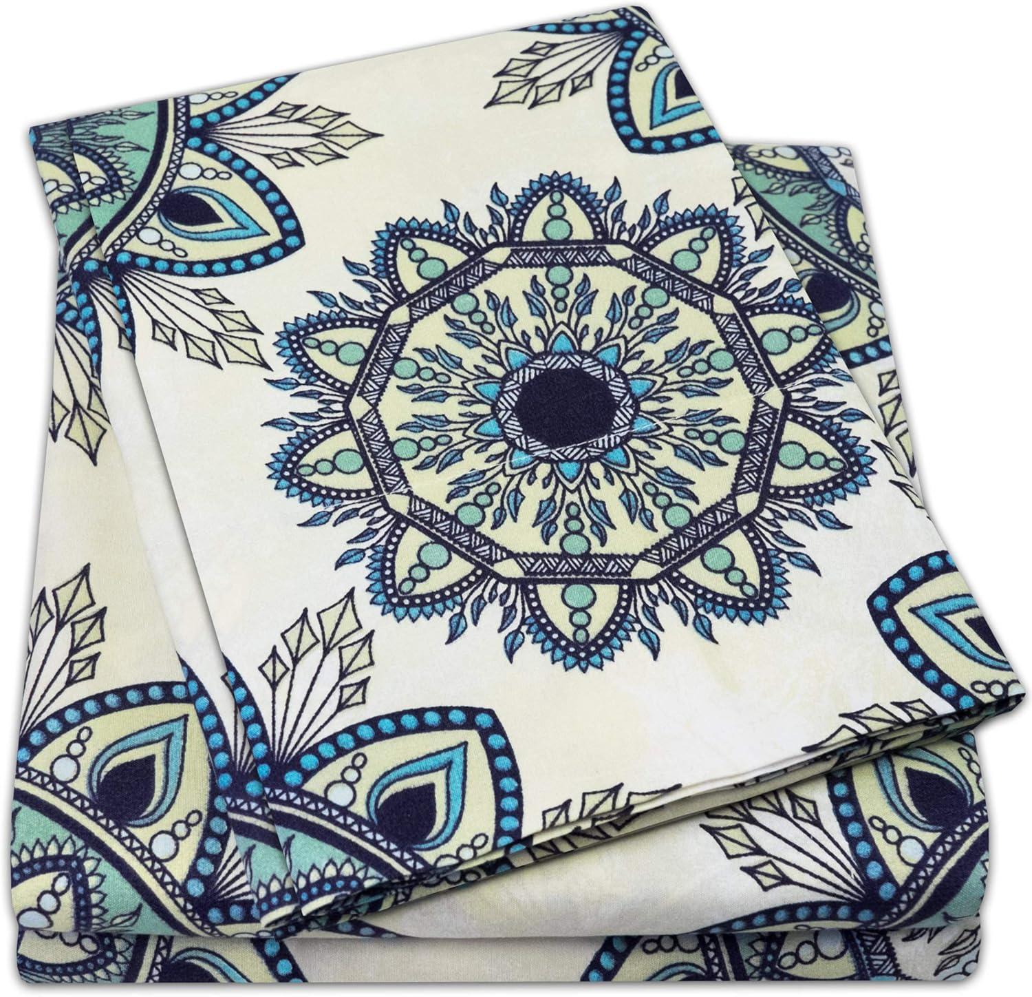 Ashley Green Mandala Pattern Full Microfiber Sheet Set