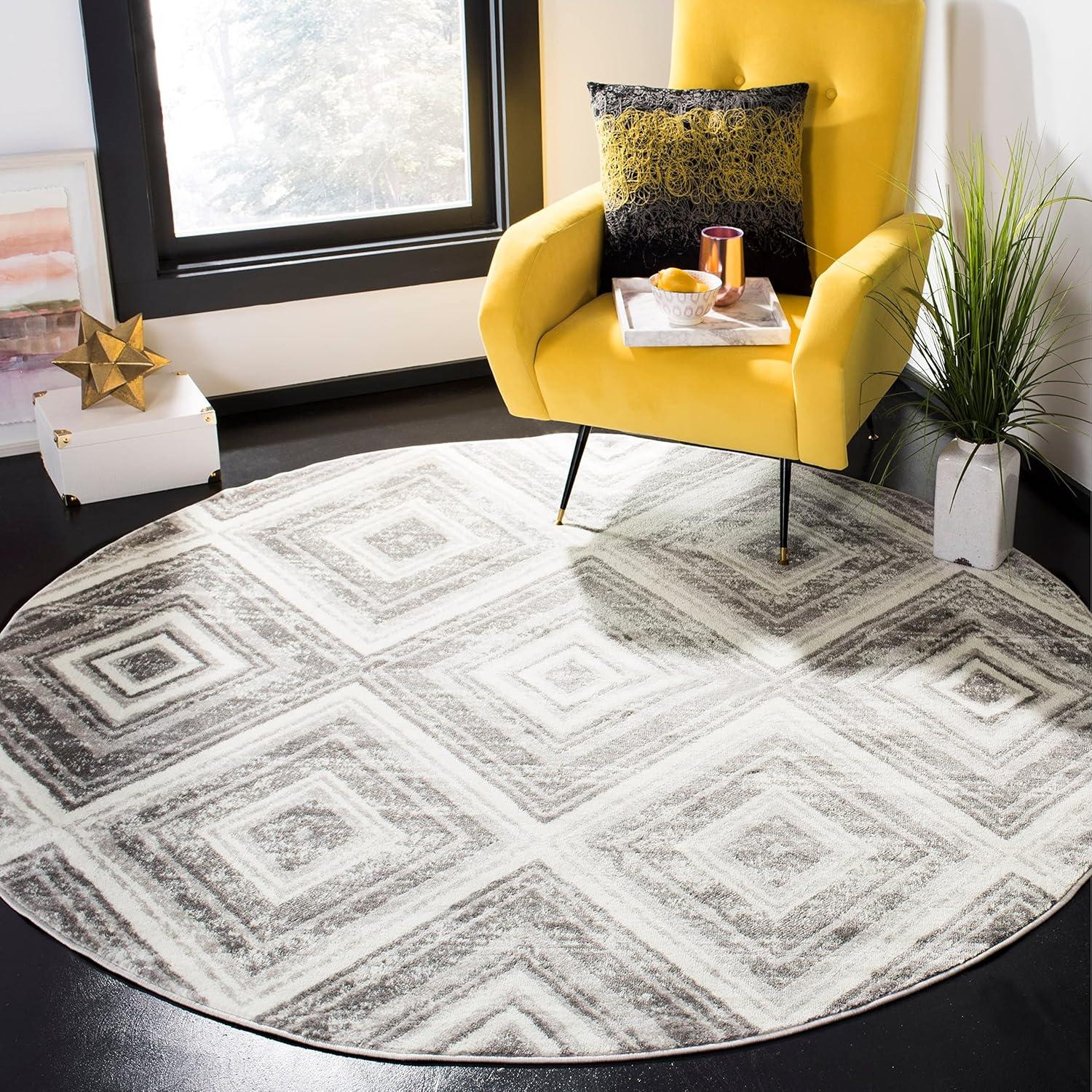 Skyler Geometric Silver Synthetic 9' x 12' Area Rug