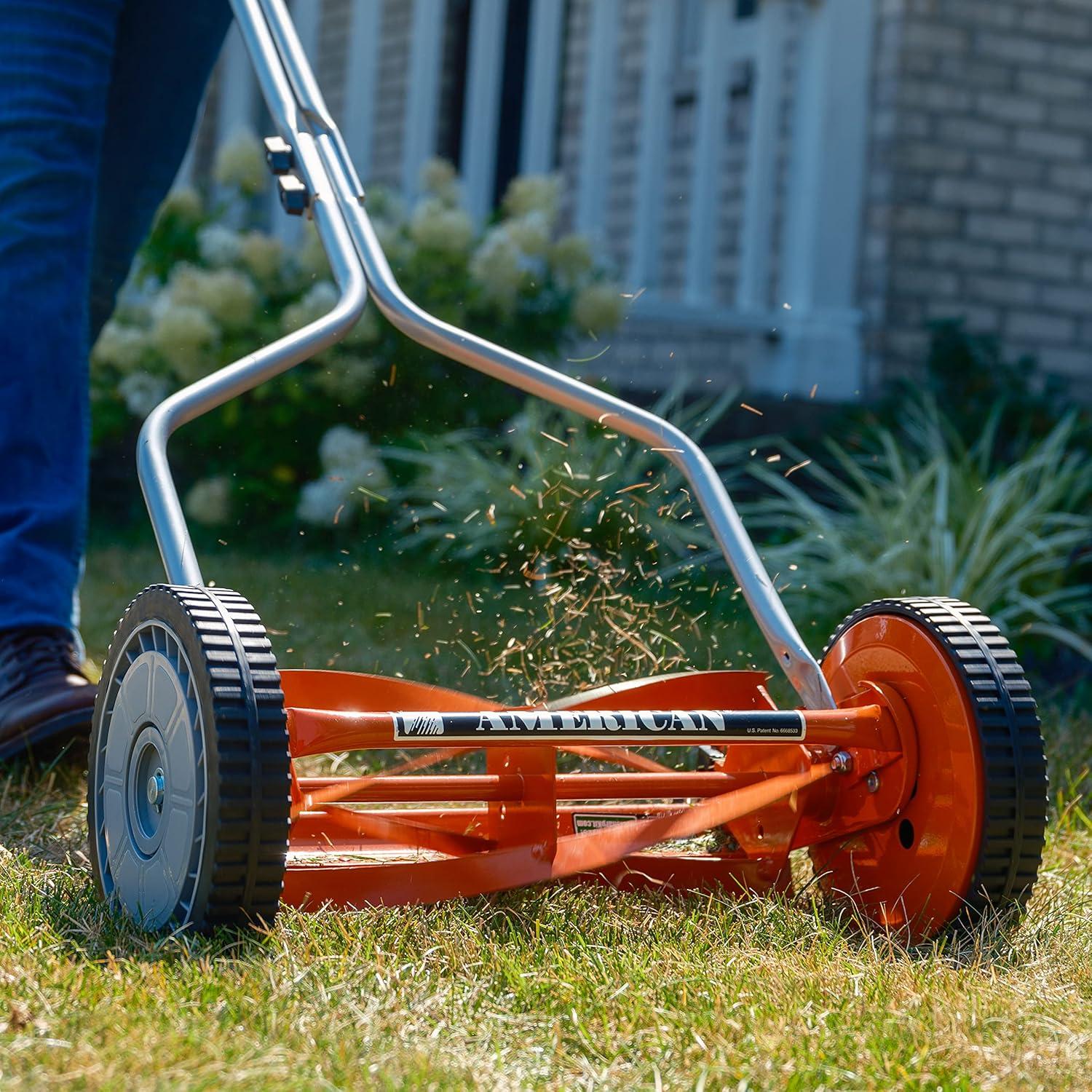 16 in. 5-Blade Manual Walk Behind Reel Lawn Mower, Grass Catcher Included