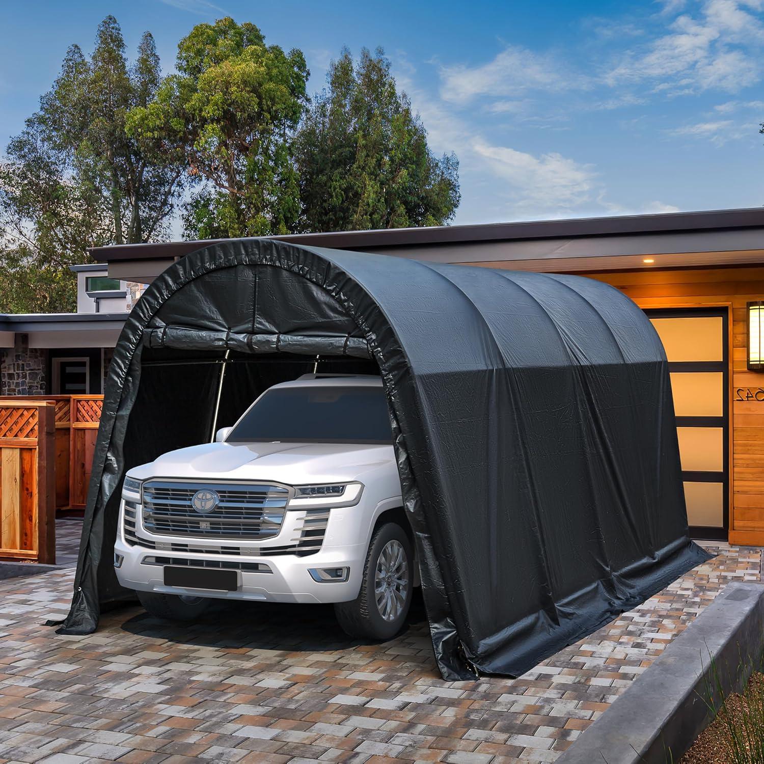 EROMMY Erommy 10 Ft. W x 20 Ft. D Galvanized Steel Portable Garage, Anti-Snow Carport, Storage Shed Canopy