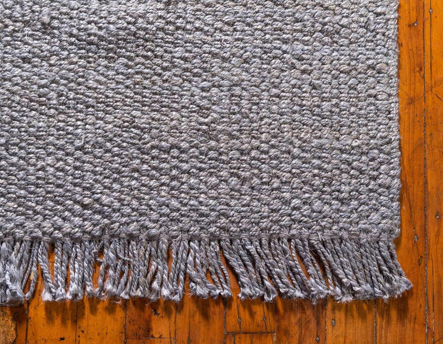 Eco-Friendly Gray Jute 2'7" x 6'1" Runner Rug, Handwoven and Reversible