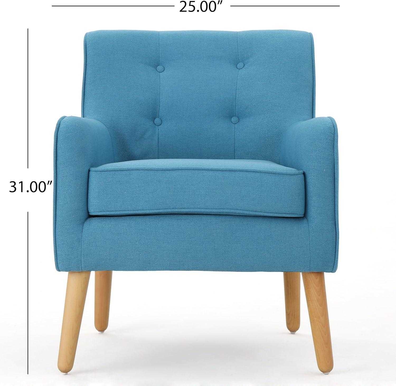 Felicity Mid-Century Armchair Teal: Upholstered, Tufted, Wooden Legs - Christopher Knight Home