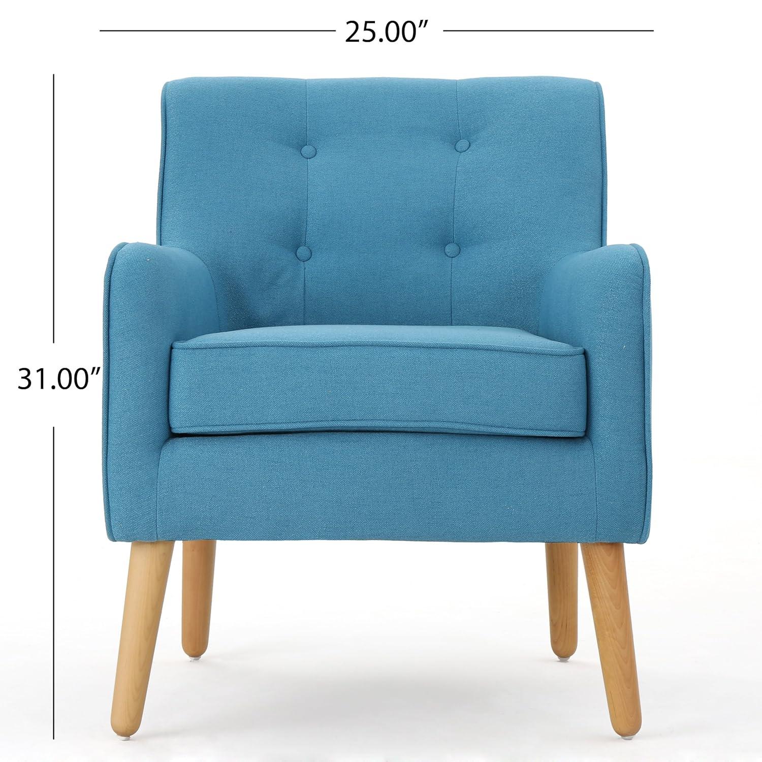 Felicity Mid-Century Armchair Teal: Upholstered, Tufted, Wooden Legs - Christopher Knight Home