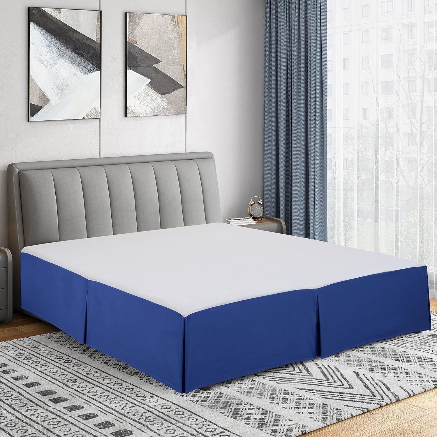 Swift Home | Basics Pleated Microfiber Bed Skirt 14-inch Drop Royal Blue Twin