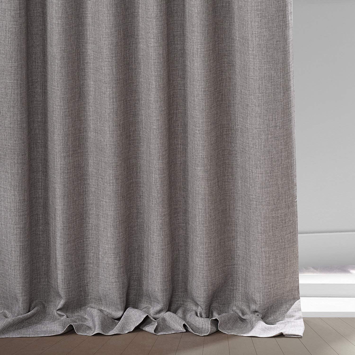 Slate Gray Faux Linen Blackout Curtain Panel 50" x 96"