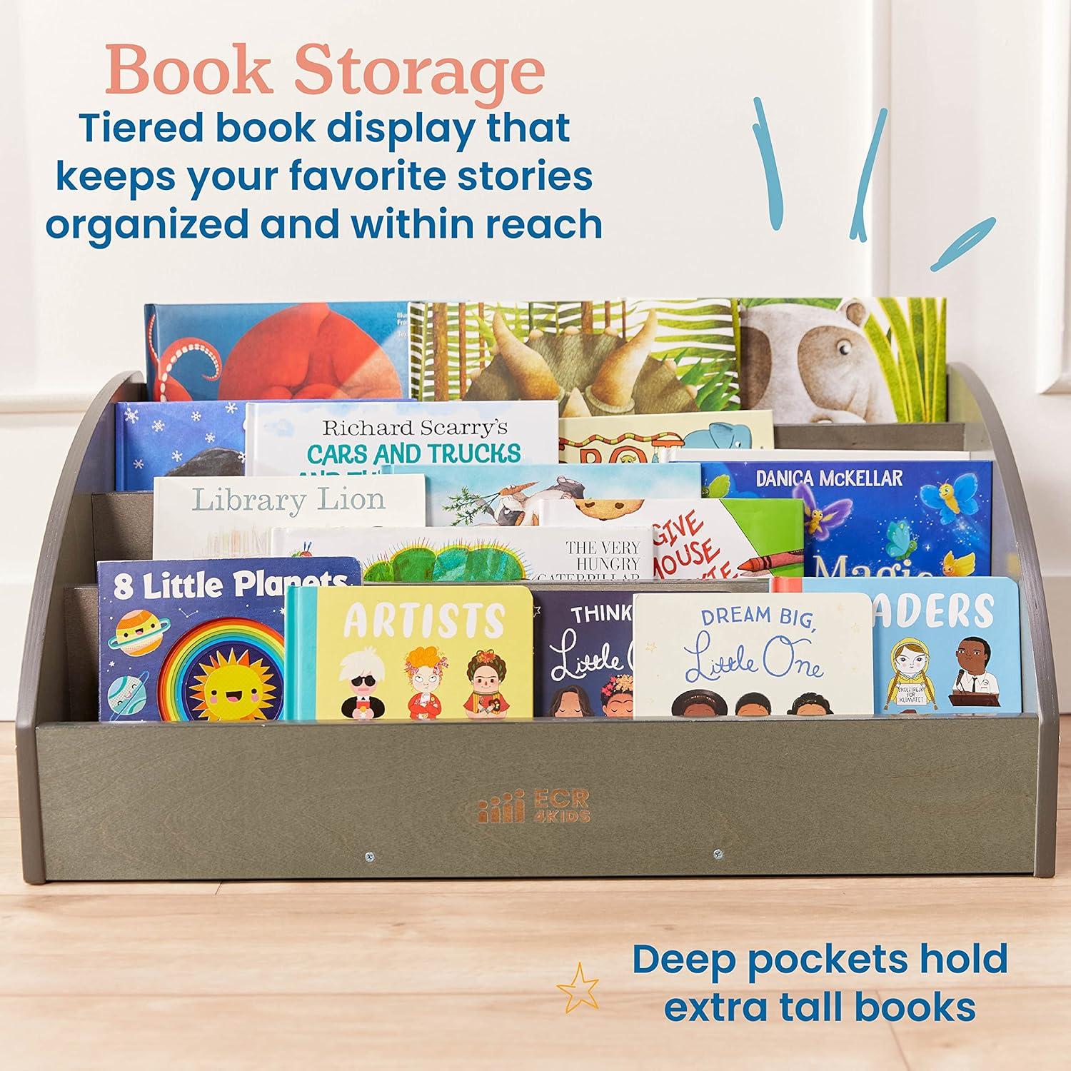 ECR4Kids Toddler Book Display, Grey Wash