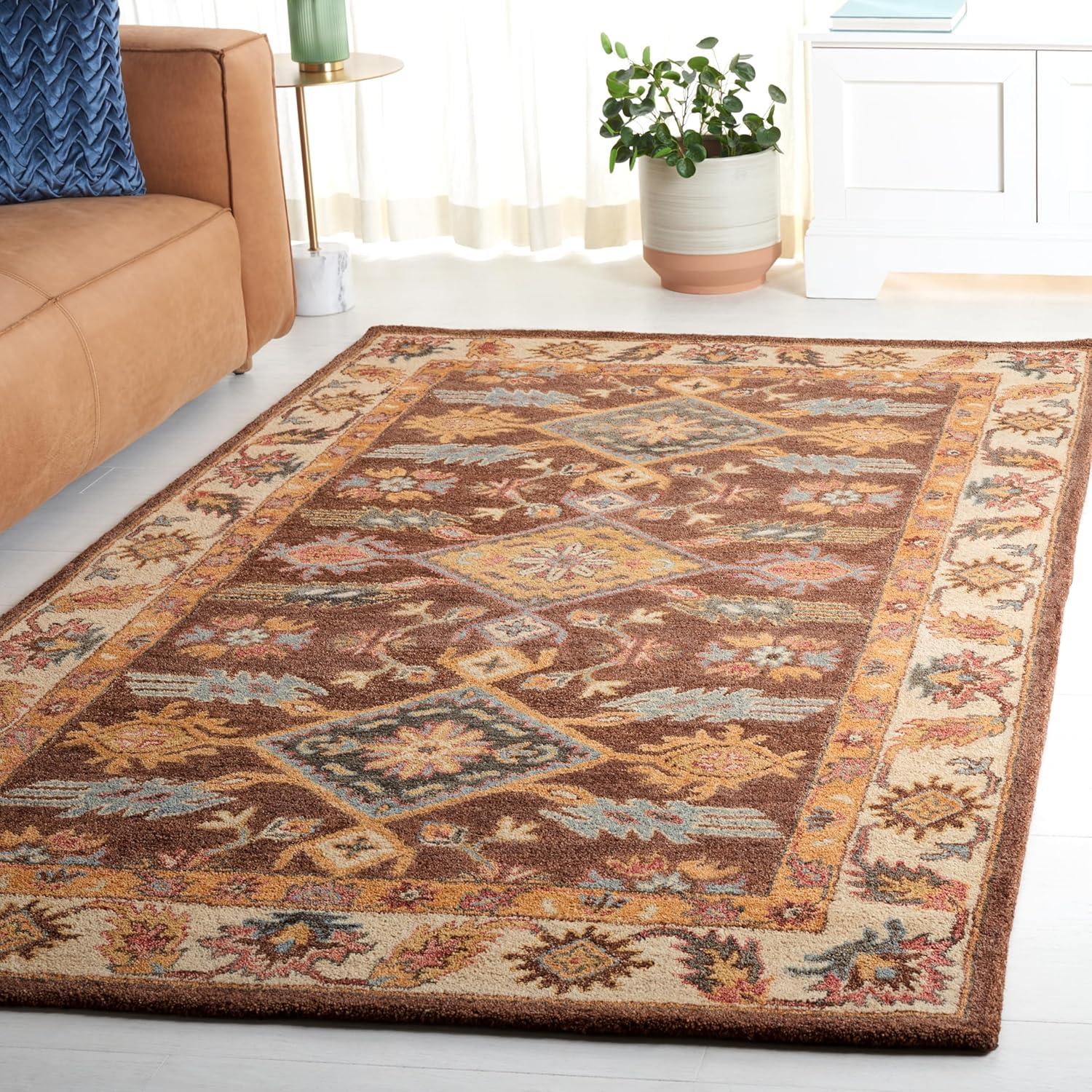 Antiquity AT502 Hand Tufted Area Rug - Dark Brown/Ivory - 5'x8' - Safavieh.