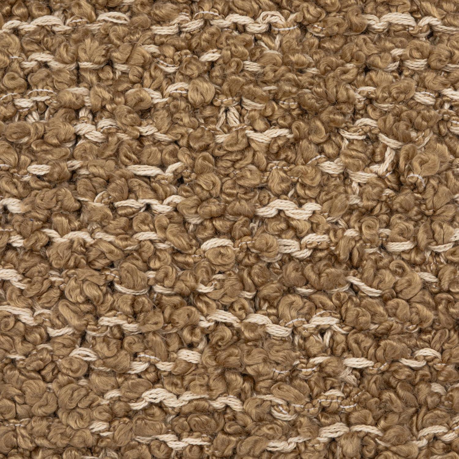 Tan Woven Cotton Blend Bouclé Square Pillow