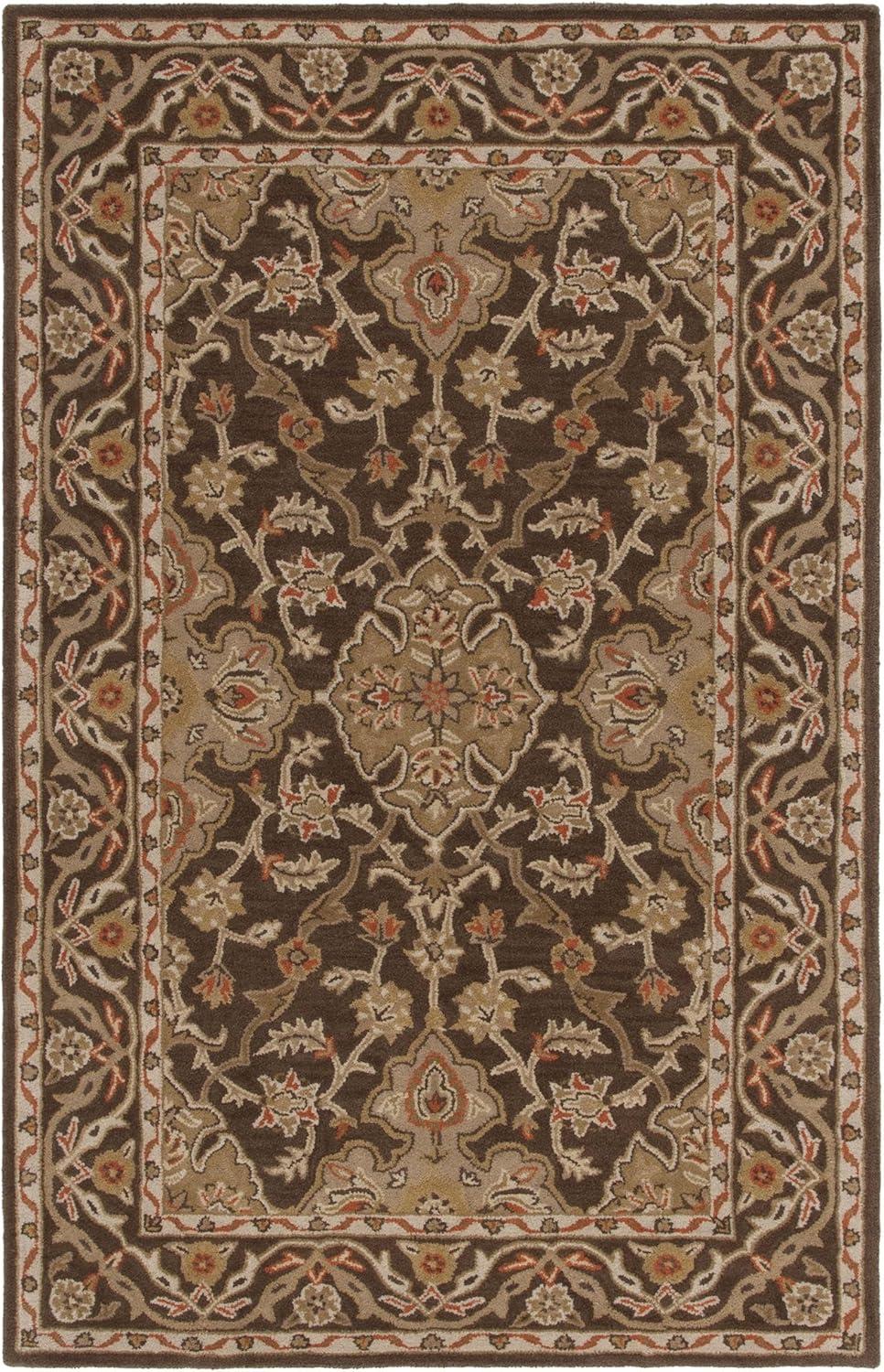 Classic Brown Multicolor Wool 5' x 8' Area Rug