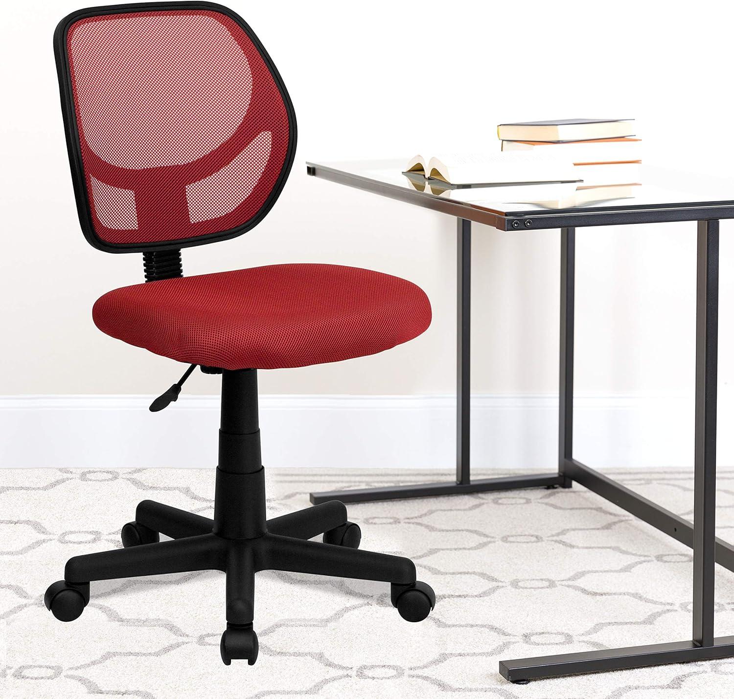 Low Back Red Mesh Swivel Task Office Chair with Lumbar Support