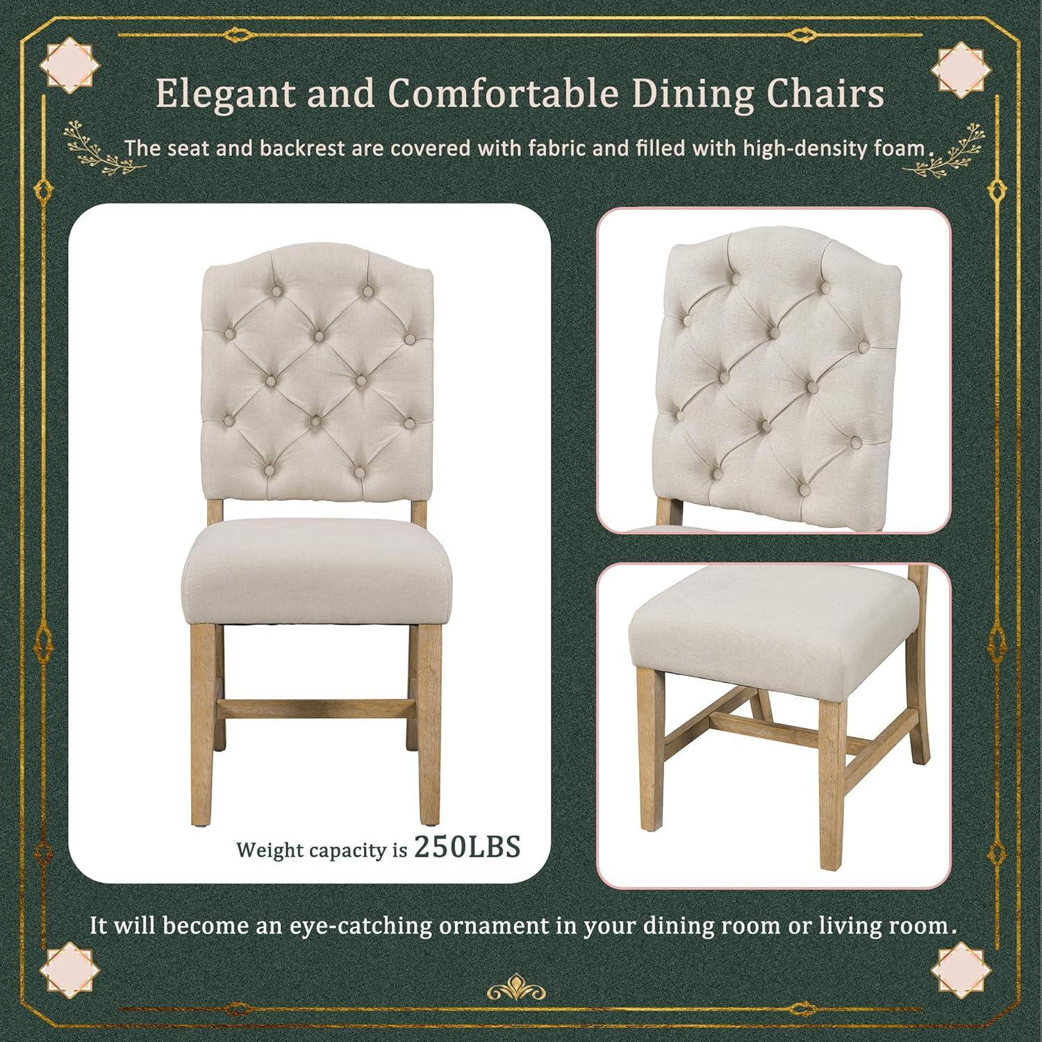 Bellemave Extendable Dining Table Set for 4, 5-Piece Round Table Set with 4 Chairs, Circle Table with Upholstered Chairs, Oval Kitchen Table Set with Extendable Table (Natural Wood Wash)