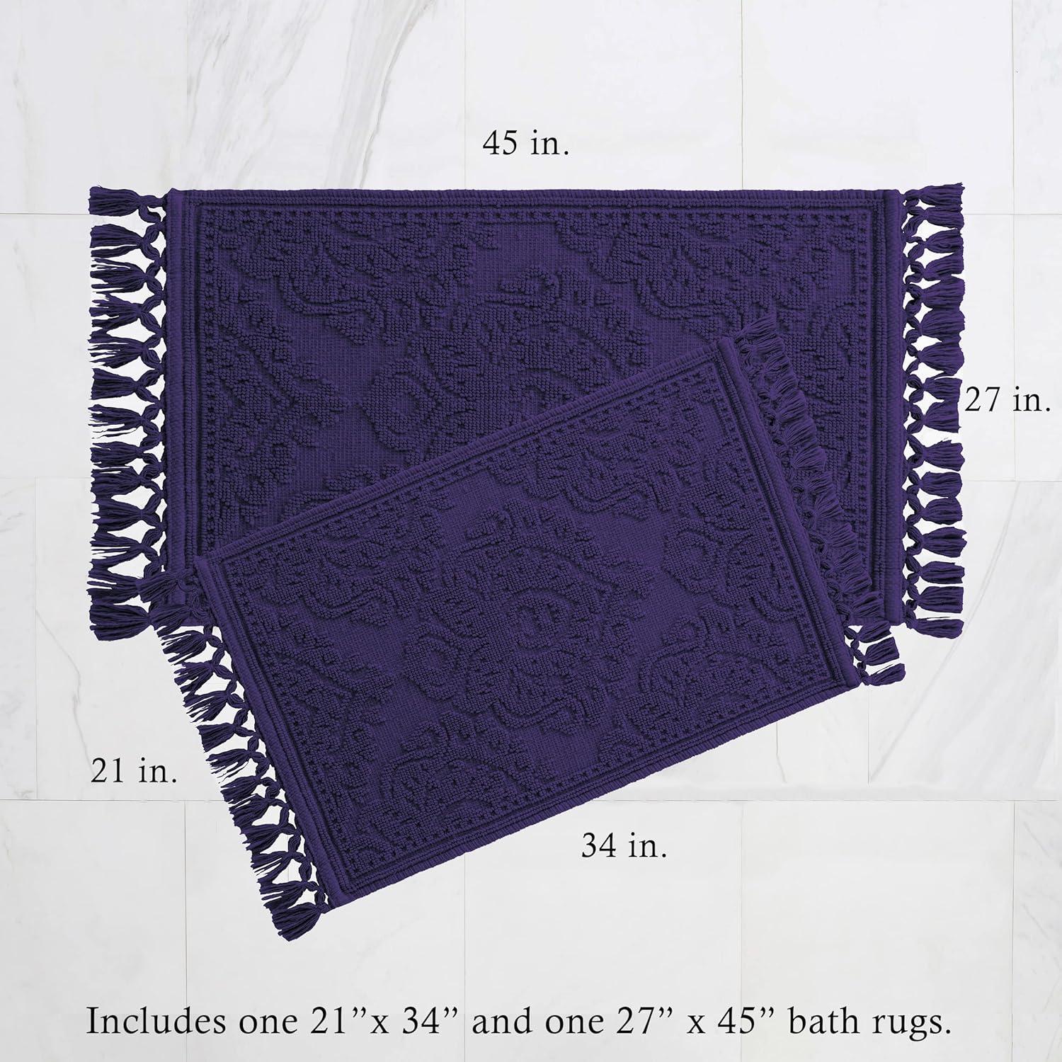 Jean Pierre Ricardo Cotton Fringe 2-Piece Bath Rug Set, Indigo