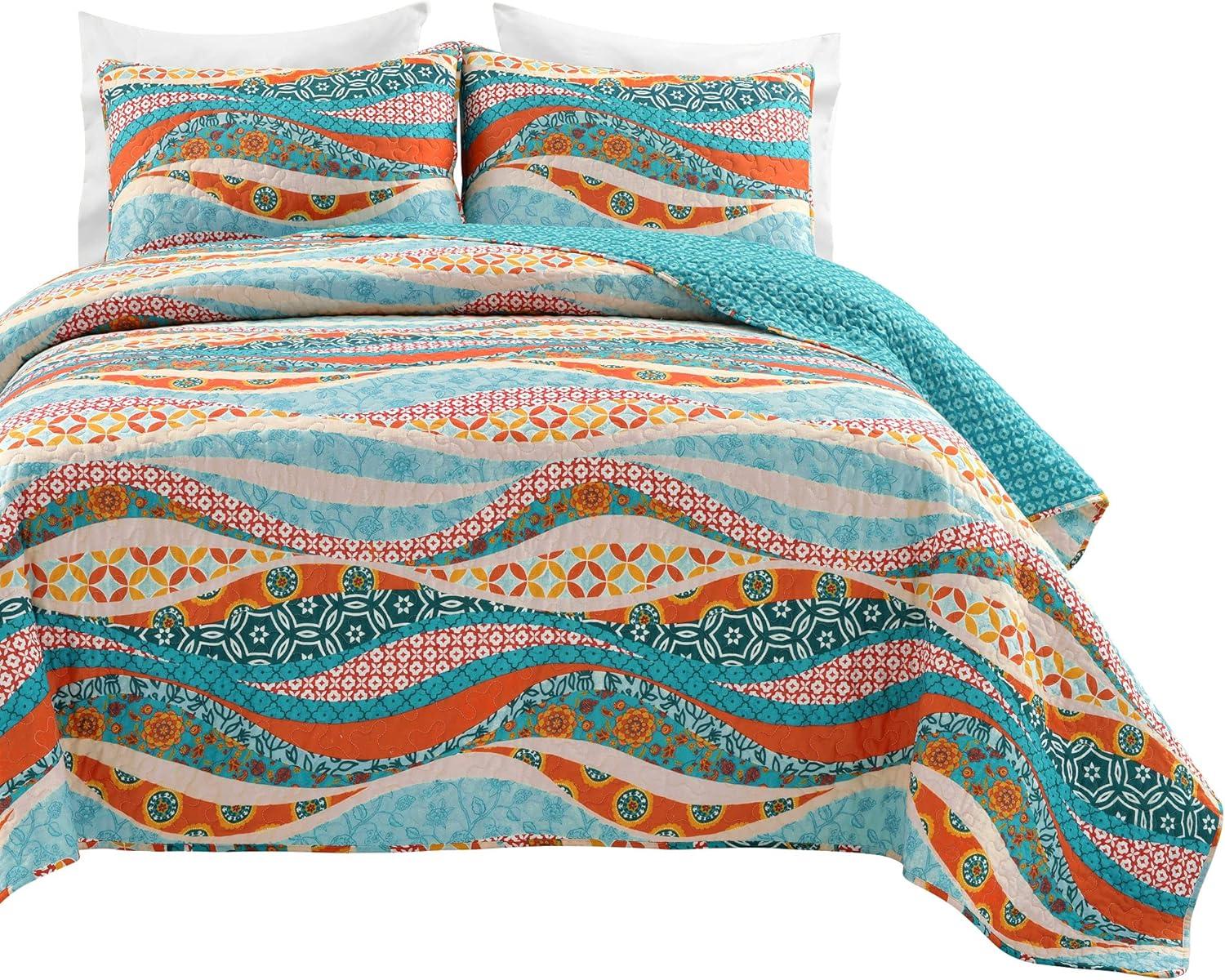 Standard Cotton Reversible 3 Piece Quilt Set