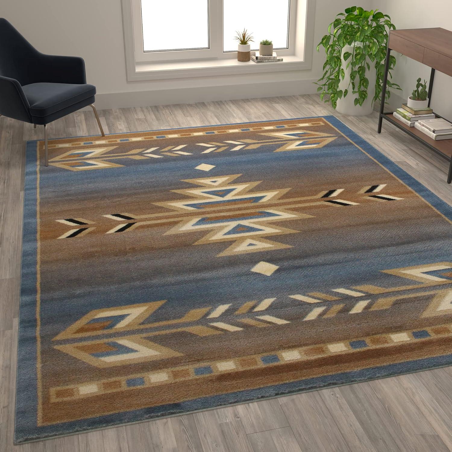 Flash Furniture Lodi Rectangular Southwestern Beige, Blue Area Rug, 8' x 10'