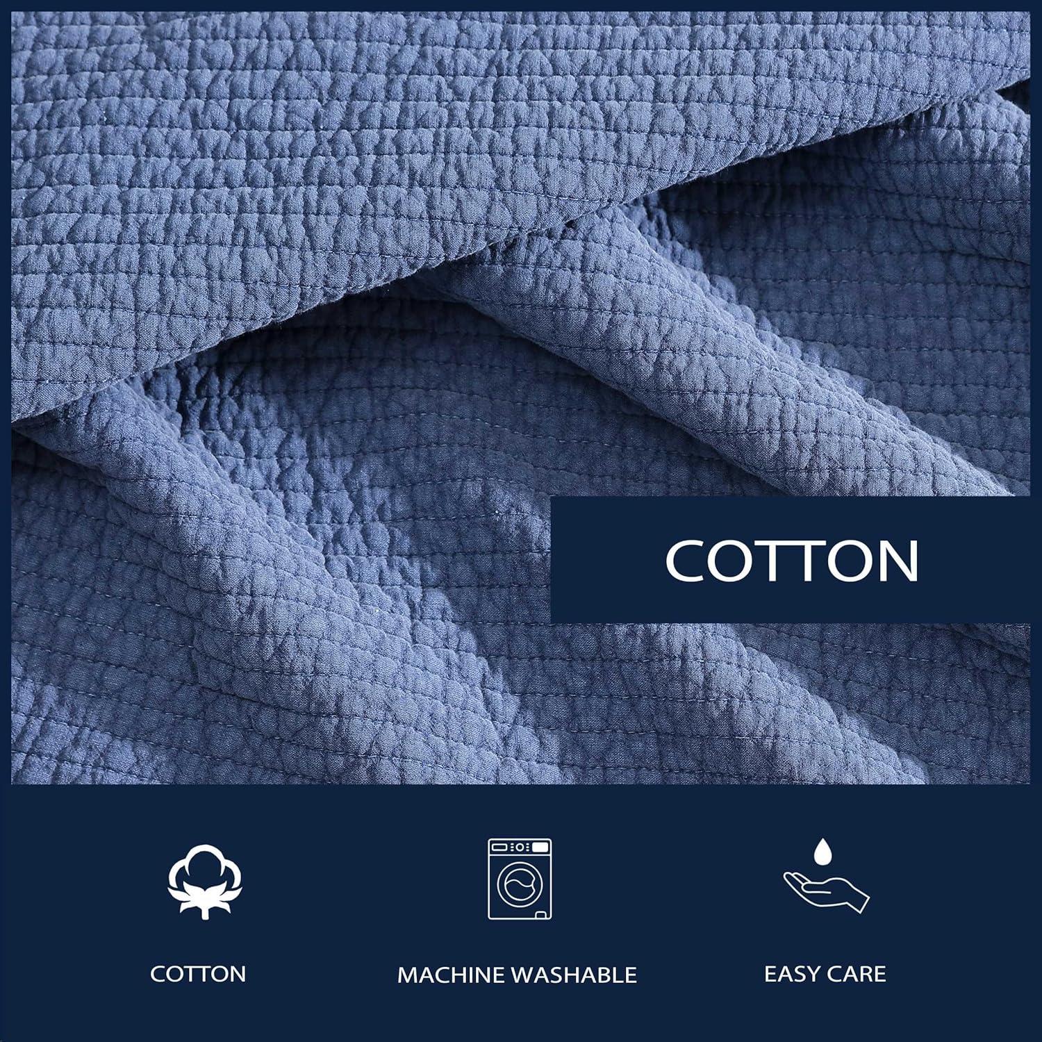 Deep Dive Wash Organic Cotton King Quilt Set in Navy