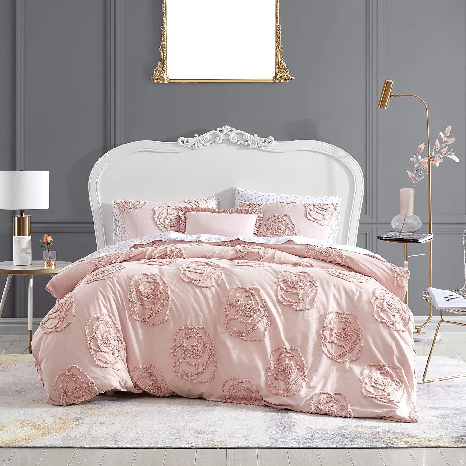 Betsey Johnson Rambling Rose Cotton Pink Duvet Cover Bonus Set