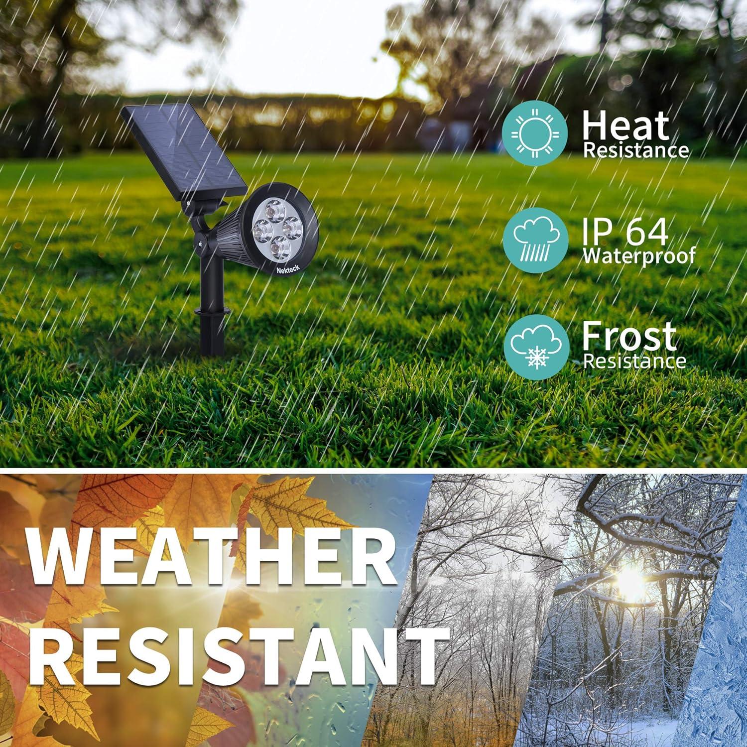 Nekteck Solar Lights, 2-in-1 Solar Spot Lights Outdoor, Waterproof Solar Powered Landscape Spotlights, Bright and Dark Sensing, Auto On/Off for Yard, Pathway, Garden, Driveway (6 Pack, Warm White)