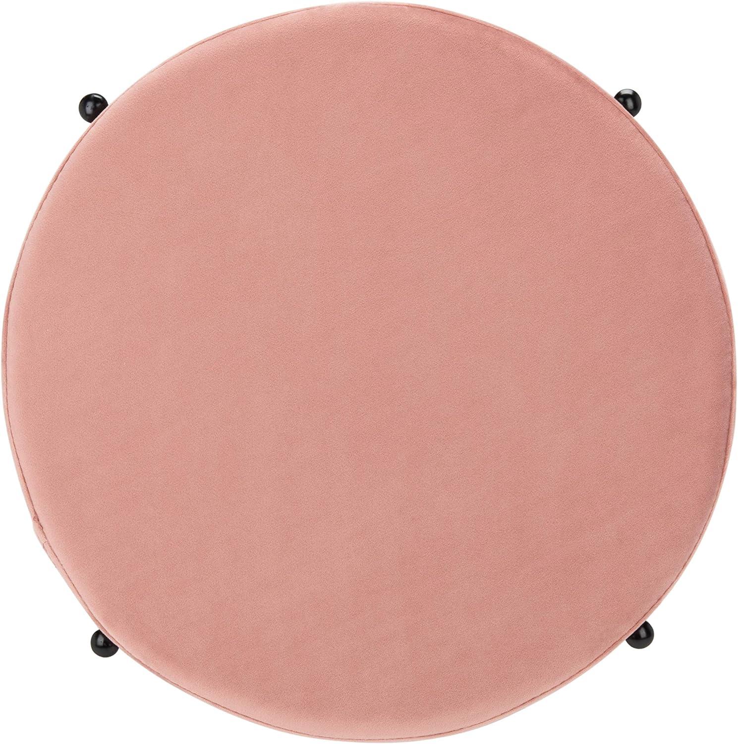 Lisbon Round Ottoman - Dusty Rose/Black - Safavieh