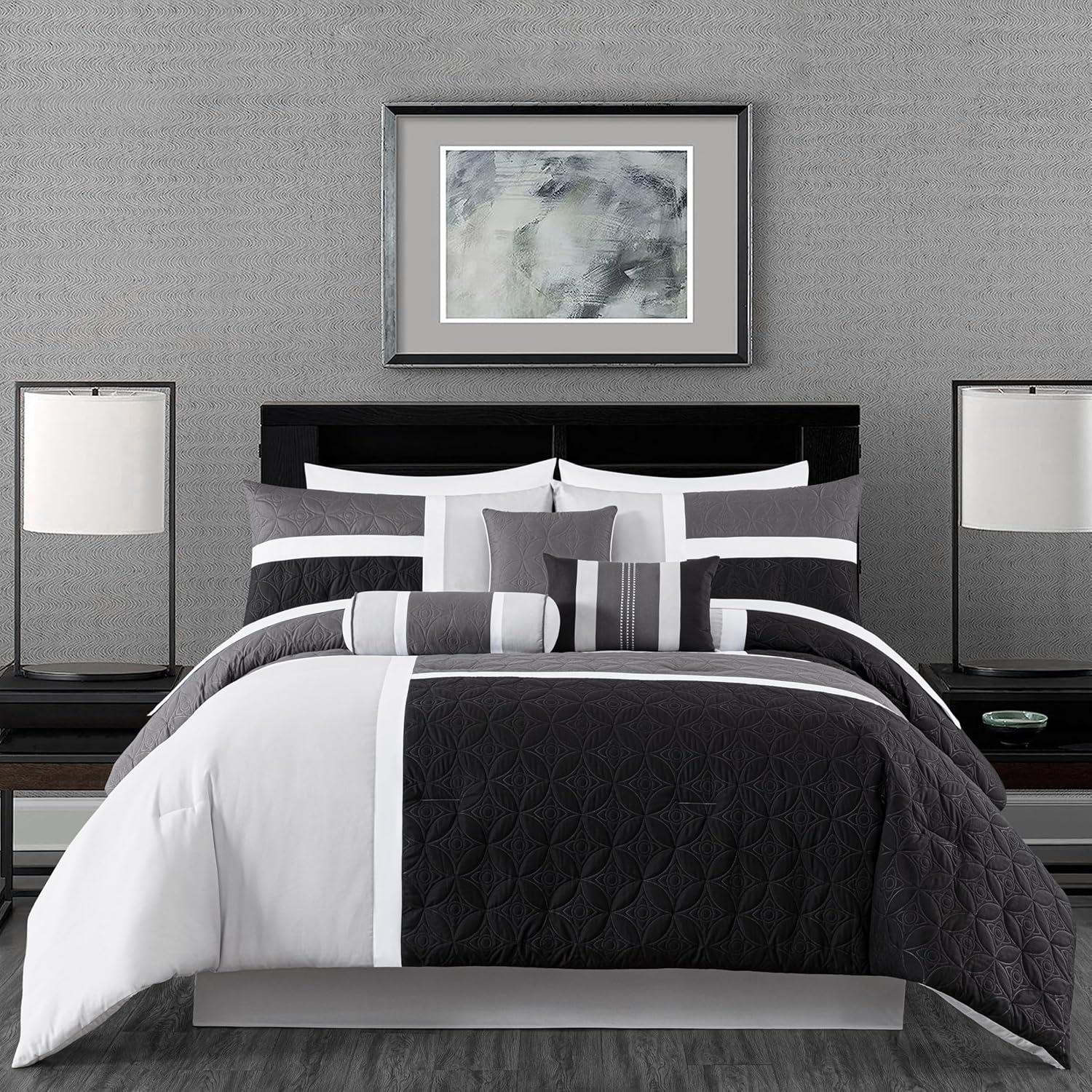 Chezmoi Collection Upland Patchwork 7 Piece Comforter Set
