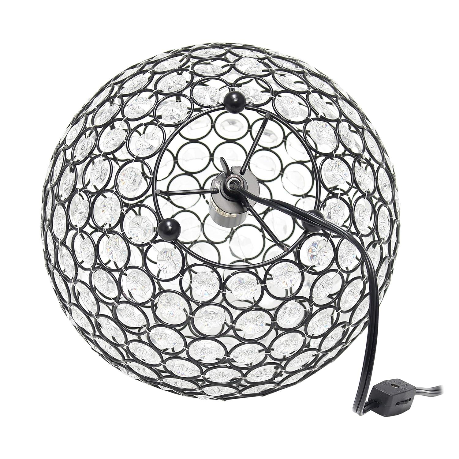 10" Elipse Crystal Ball Sequin Table Lamp Bronze - Elegant Designs: UL Listed, No Assembly Required, Metal & Crystal Shade