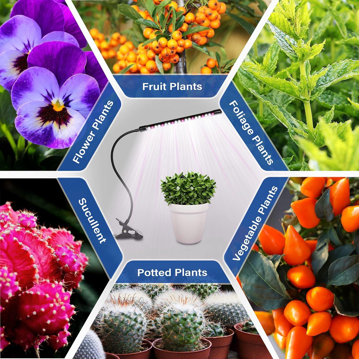 iPower LED Grow Lights with Full Spectrum Plant Growing Lamp for Indoor Plant, 3 Modes Timing Function, 1 Tubes, White