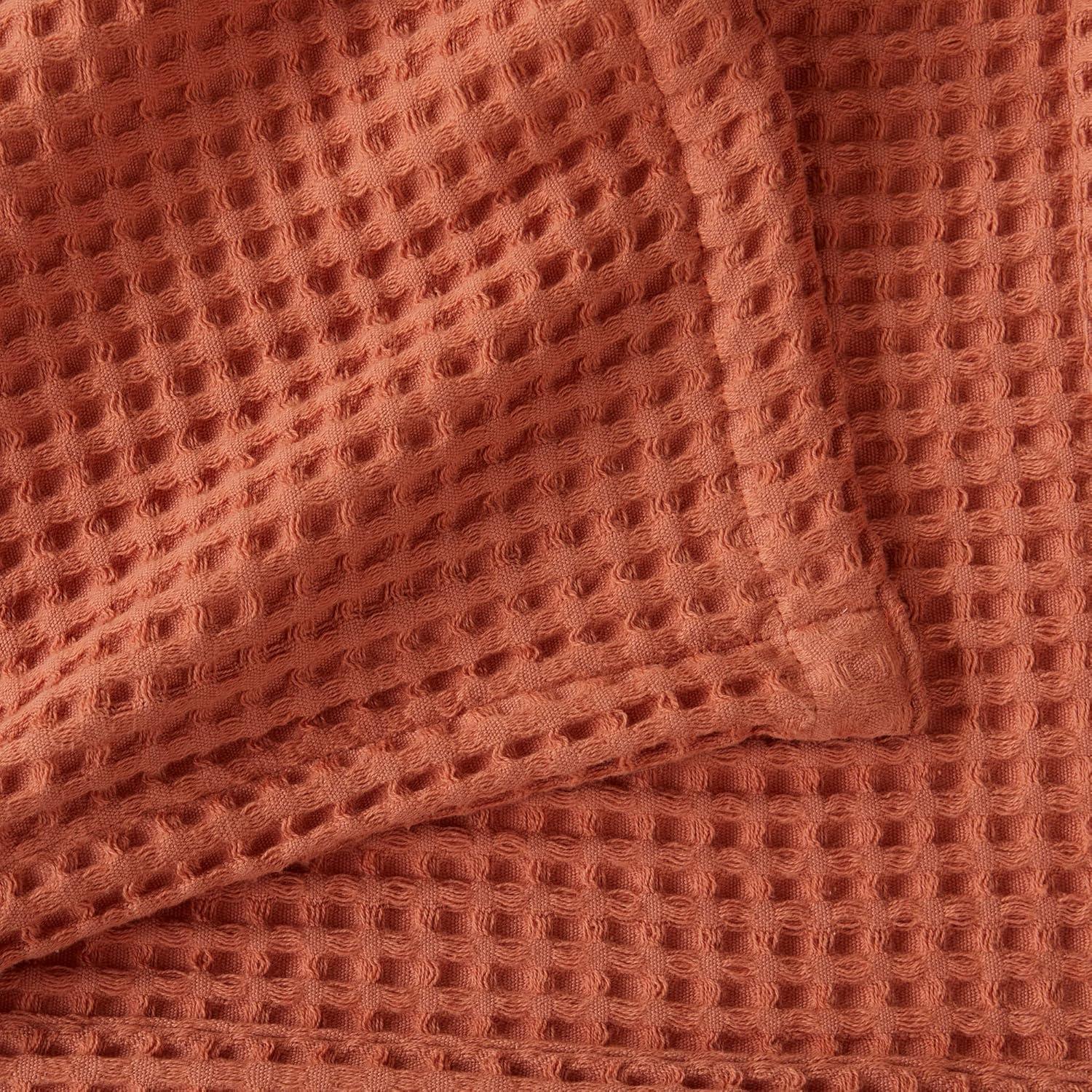 Market & Place 100% Cotton Waffle Weave Bed Blanket Full/Queen Burnt Orange