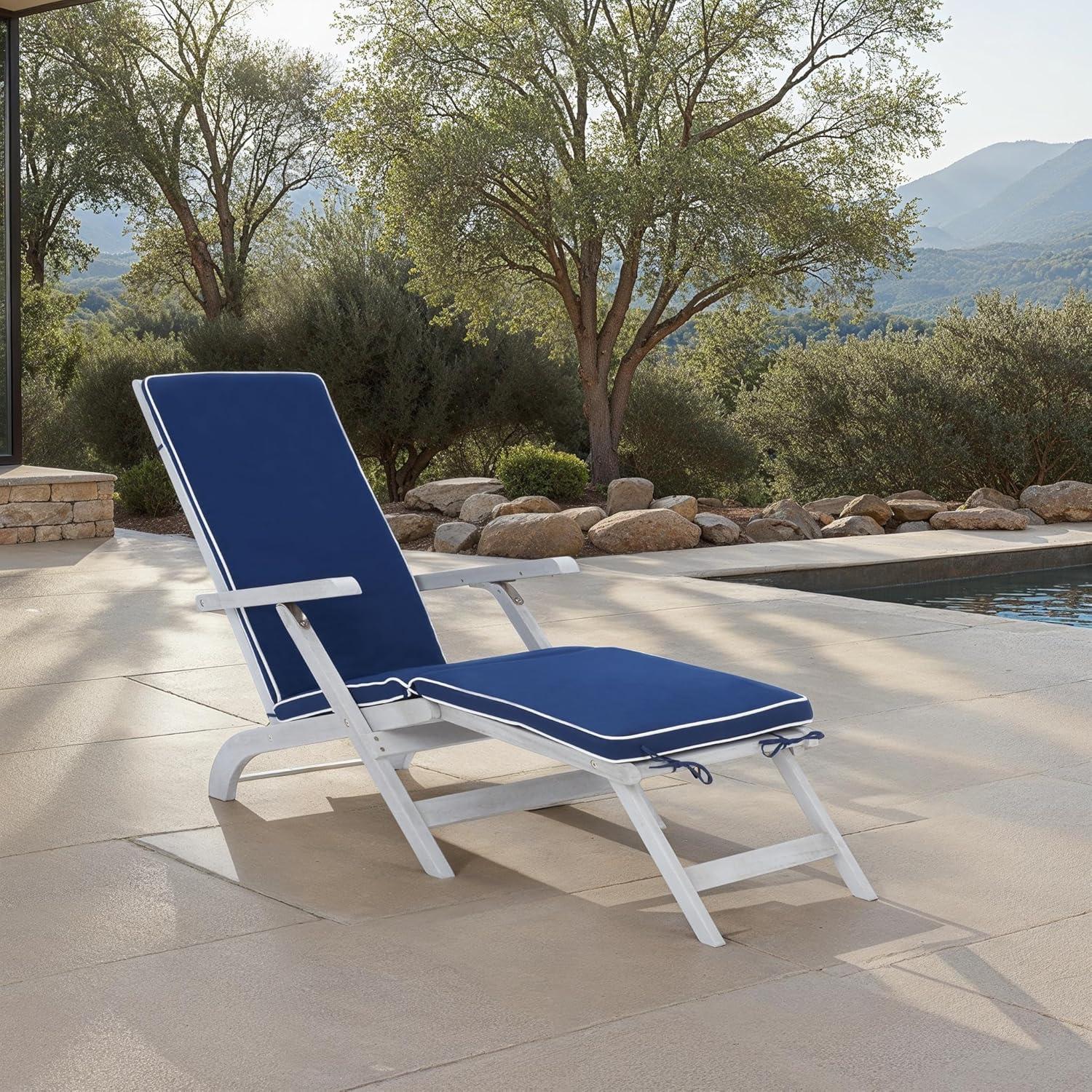 Palmdale Lounge Chair - Outdoor - PAT7015 - Grey/Navy -Safavieh