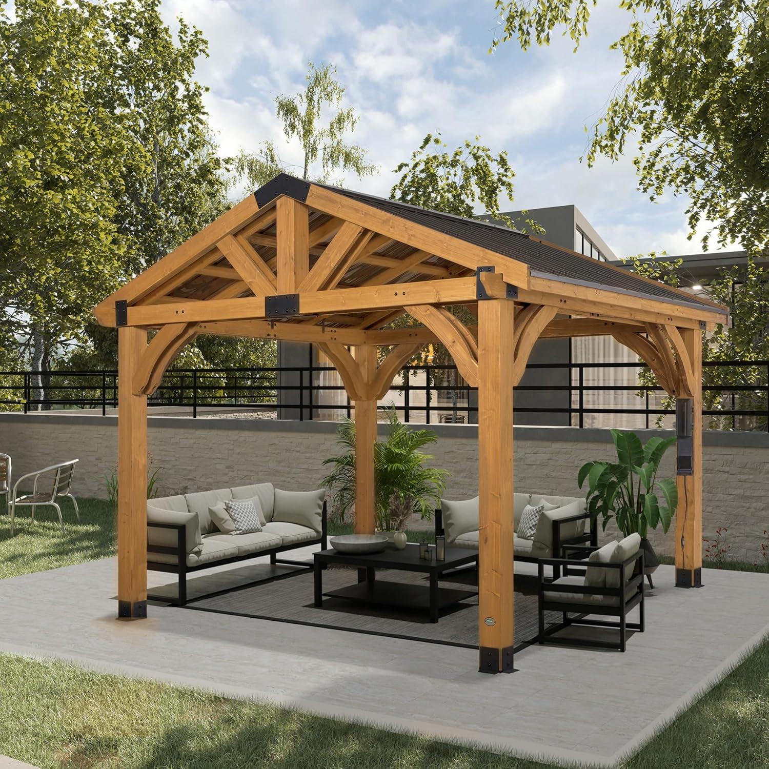 Arlington 12x10 Cedar Gazebo with Insulated Steel Roof