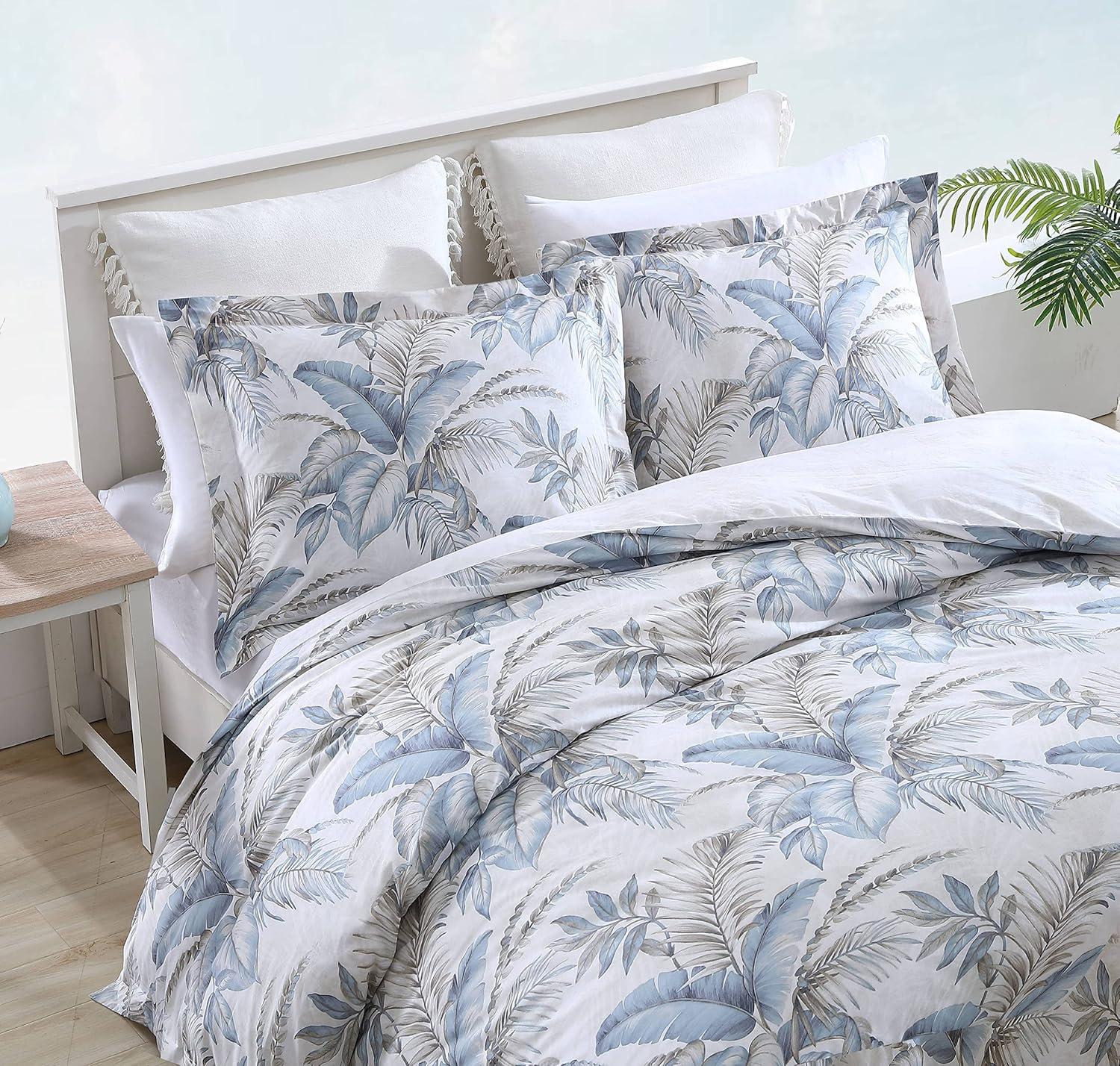 Tommy Bahama Bakers Bluff Blue Cotton Reversible Duvet Cover Set