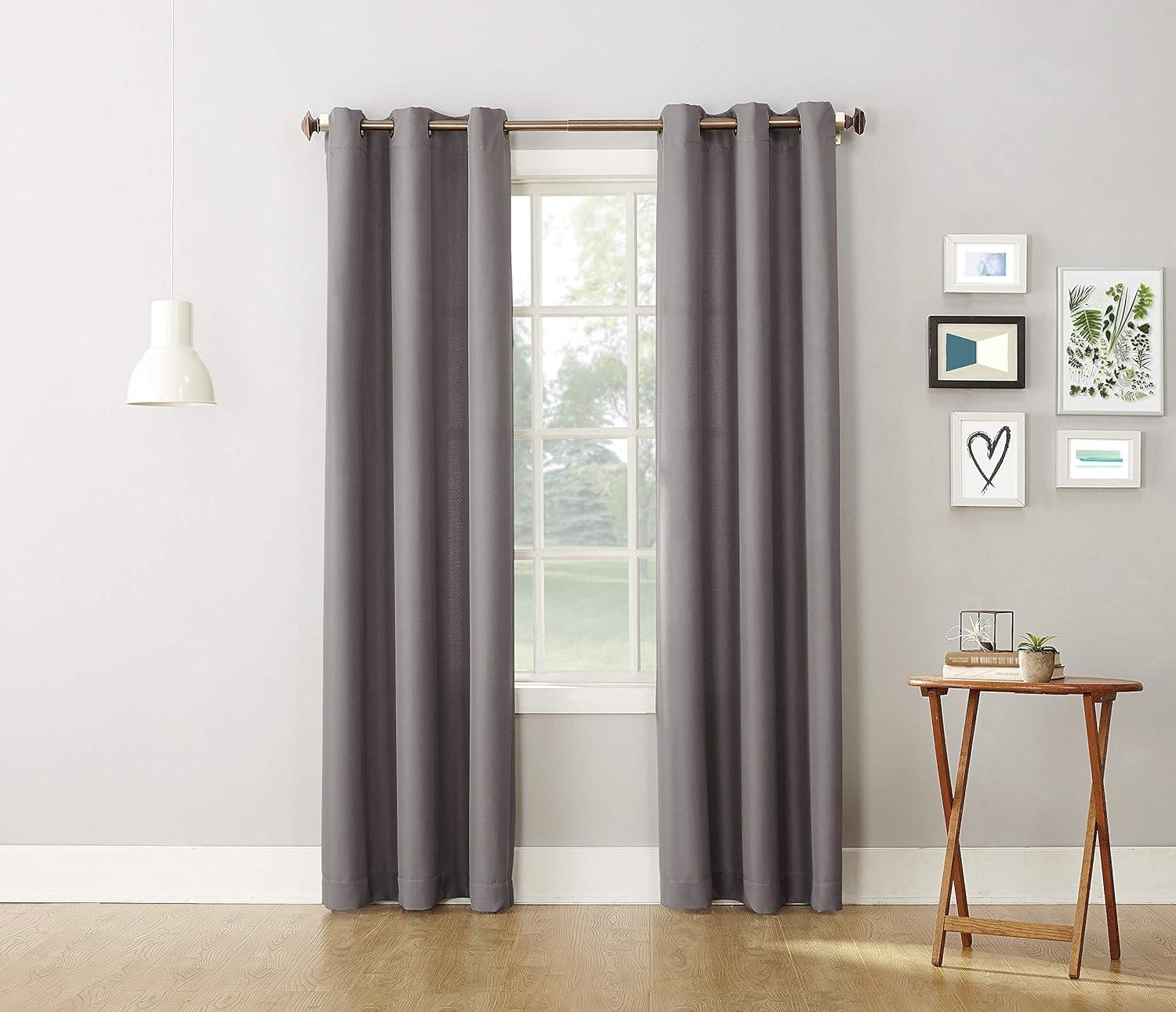 No. 918 Nathan Casual Textured Semi-Sheer Grommet Curtain Panel, 48"x63", Nickel
