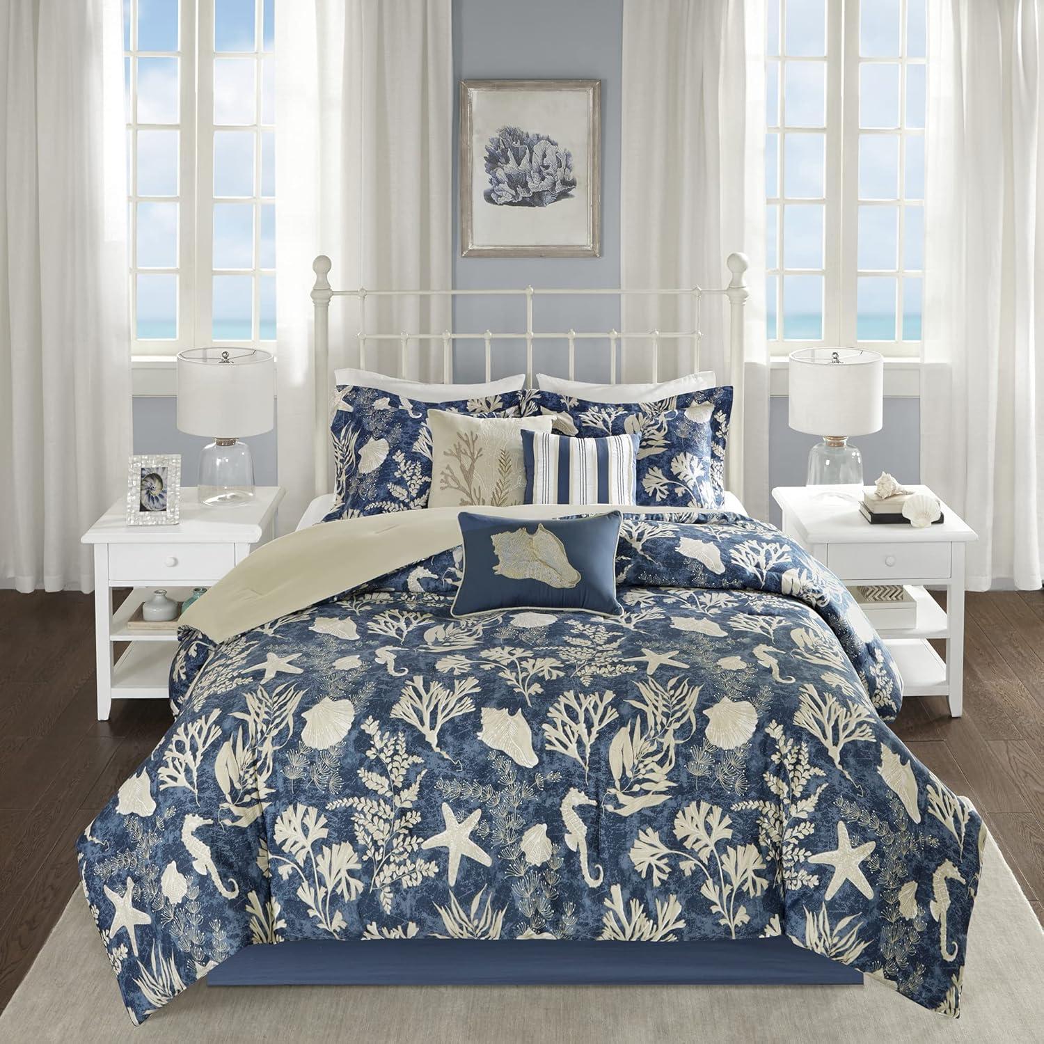 Cape Cod 7 Piece Coastal Cotton Sateen Comforter Set