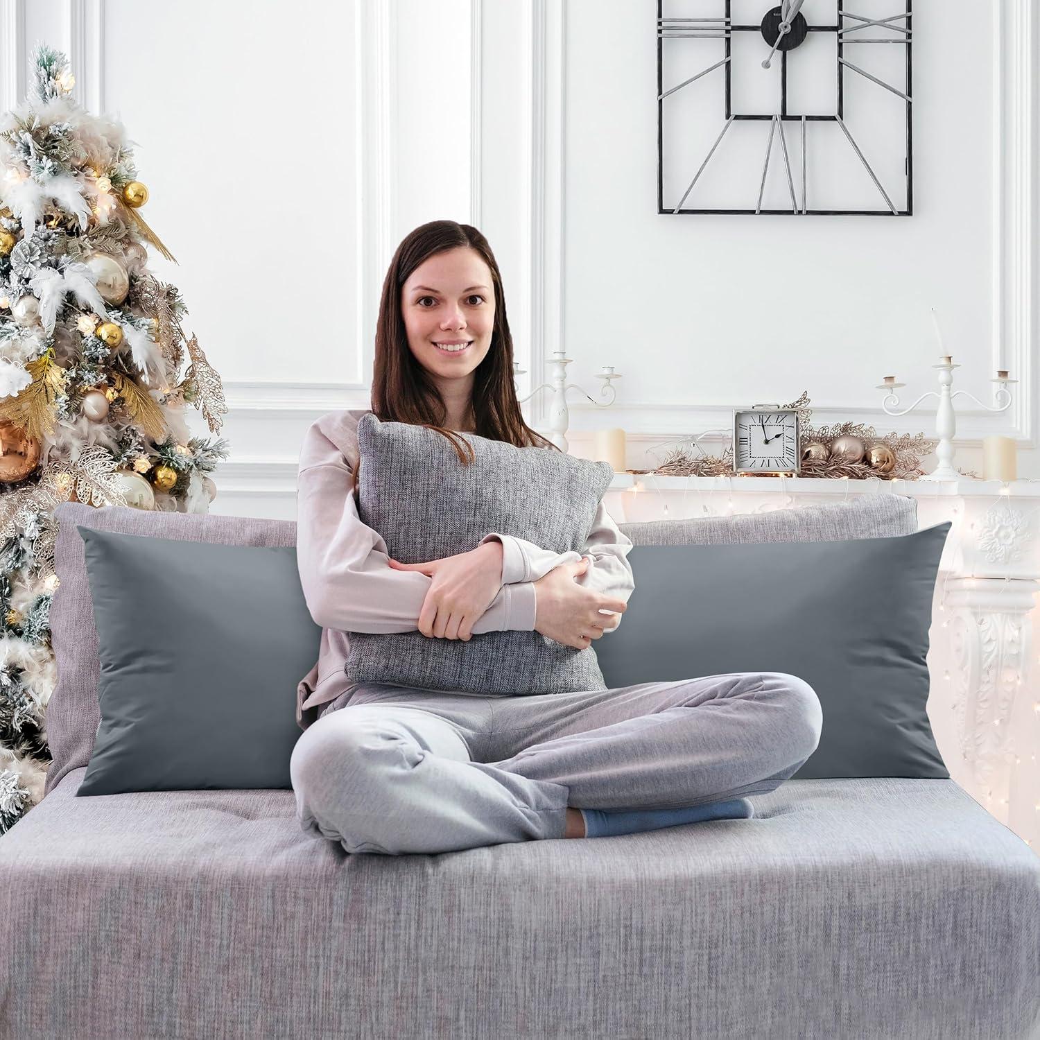 Soft Gray Polyester Full Body Maternity Pillow