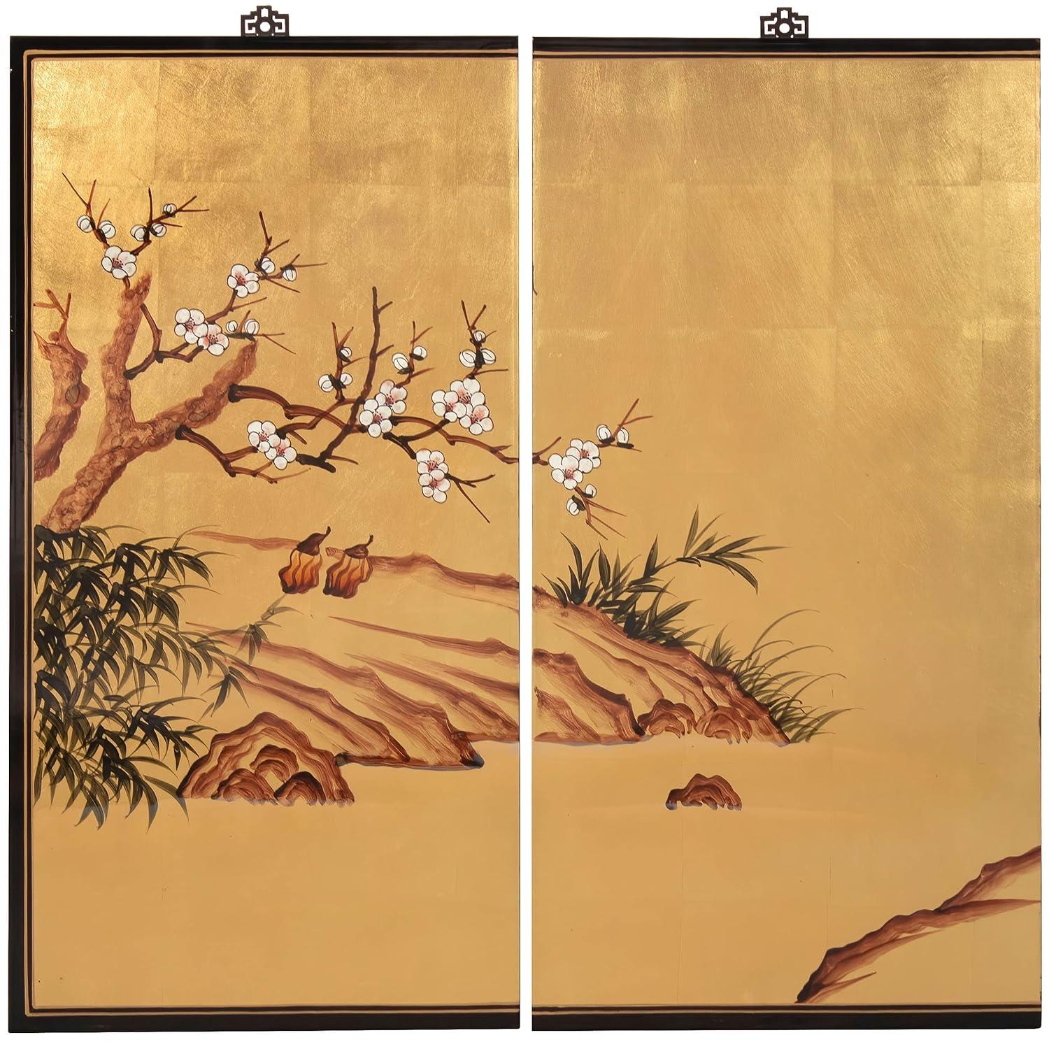 Oriental Furniture 36" H x 72" W 4 - Piece Wall Décor