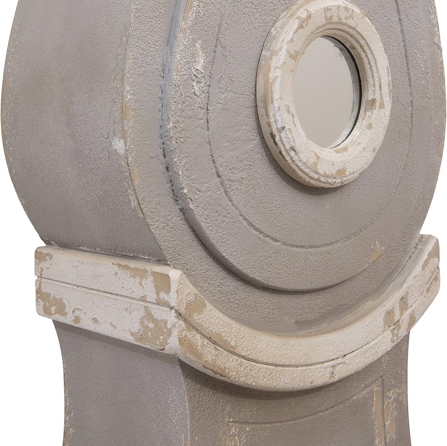 Distressed Gray Wood Grandfather Style Wall Clock