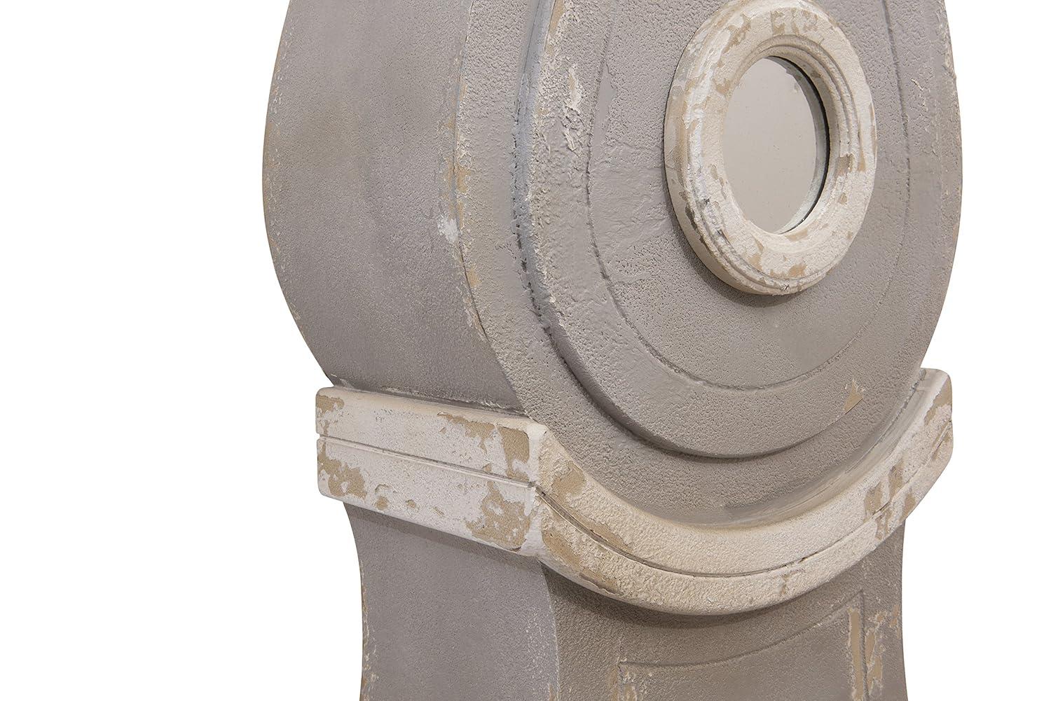 Distressed Gray Wood Grandfather Style Wall Clock