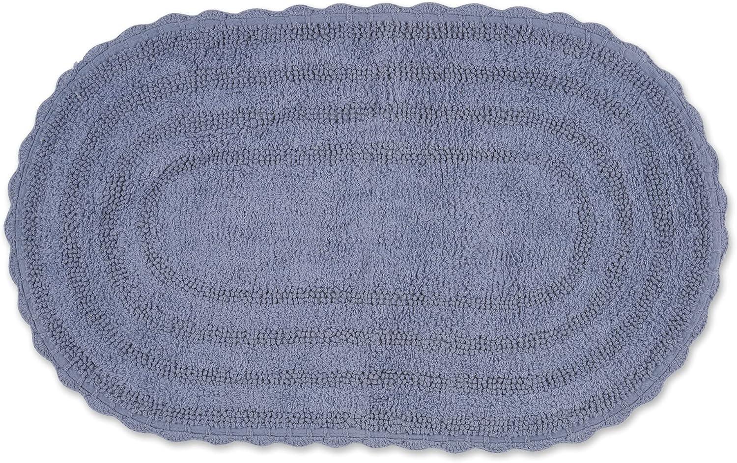 Design Imports Stonewash Blue Large Oval Crochet Bath Mat