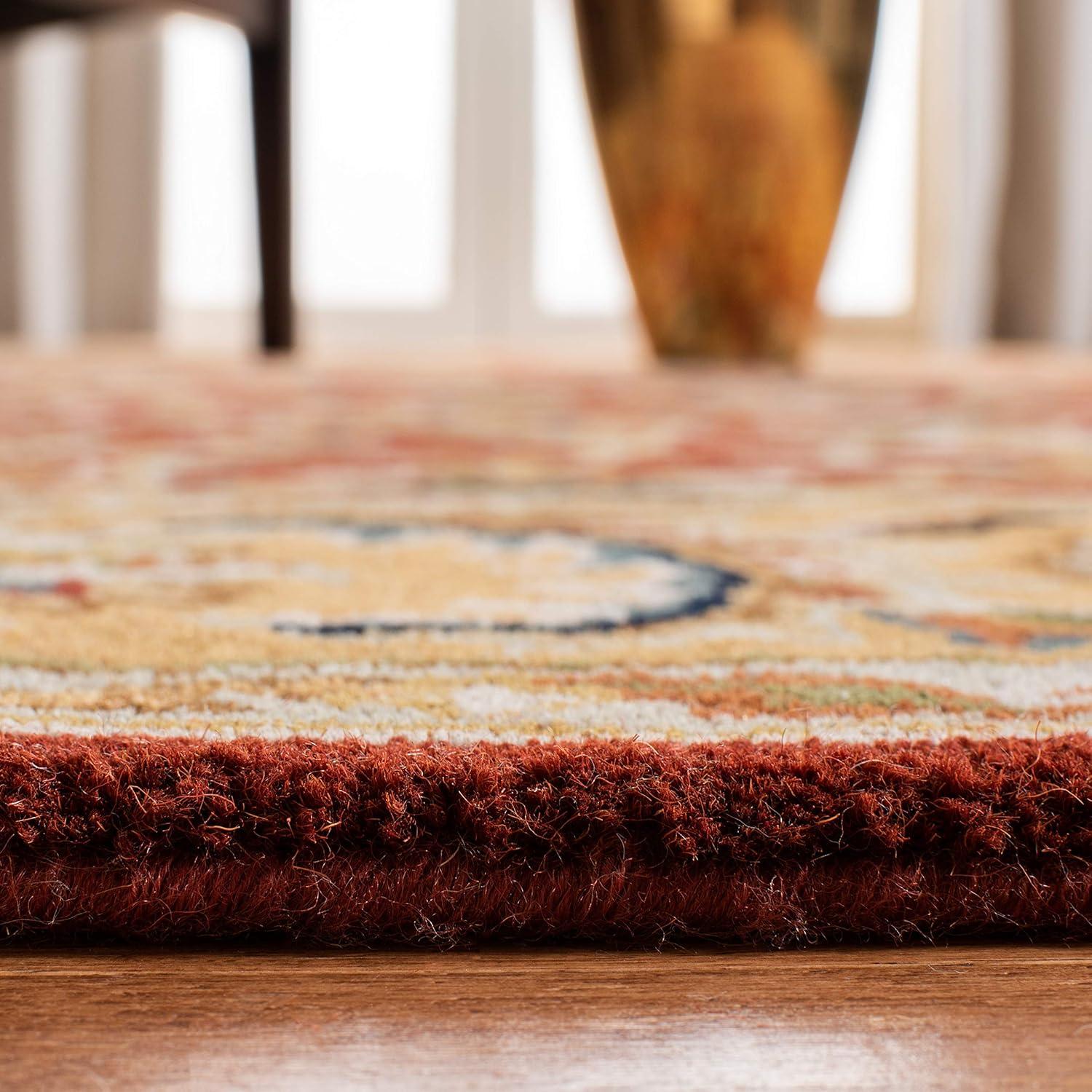 Classic CL758 Hand Tufted Area Rug - Rust/Camel - 5' round - Safavieh.