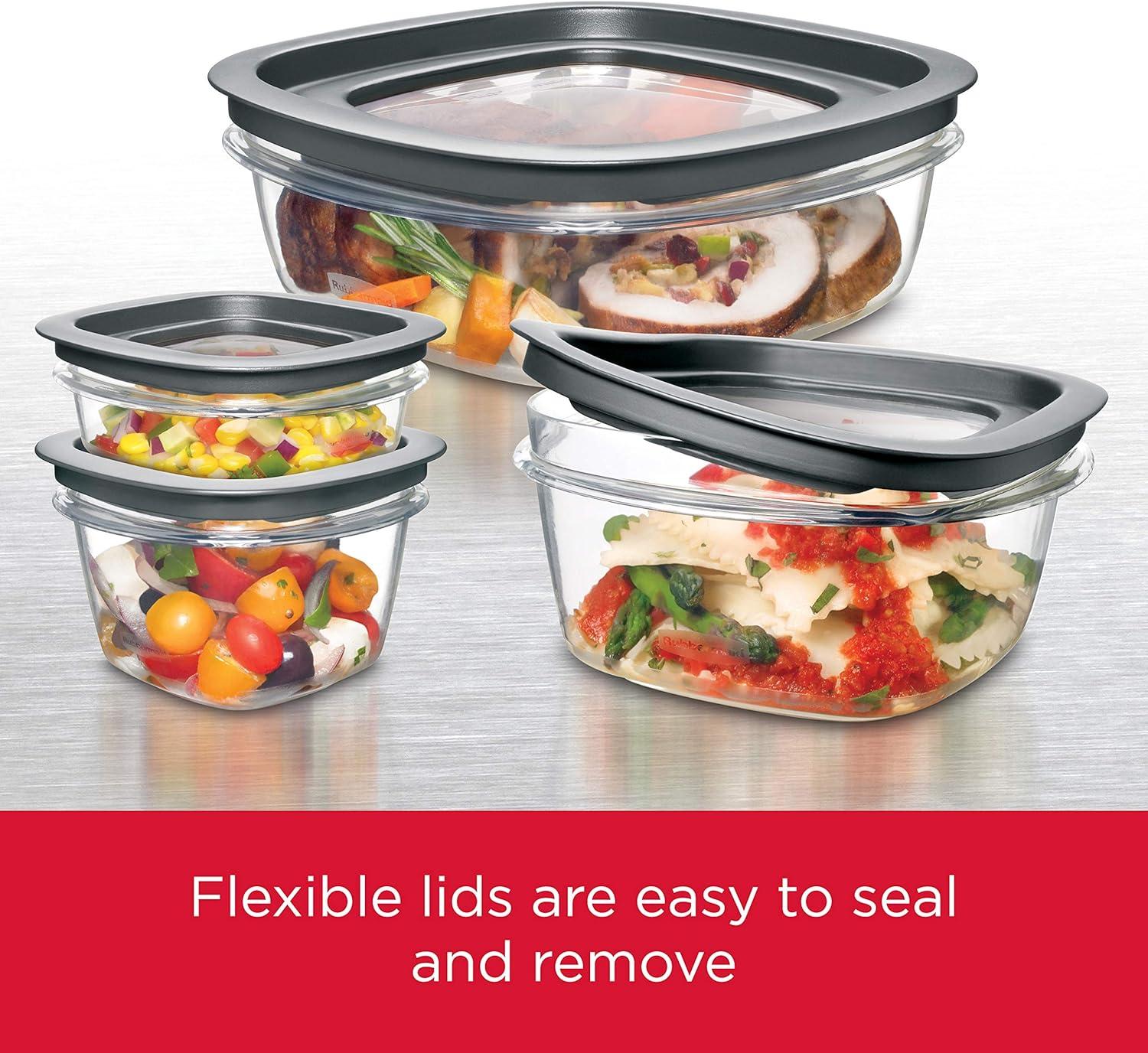 28-Piece Clear and Grey BPA-Free Food Storage Container Set