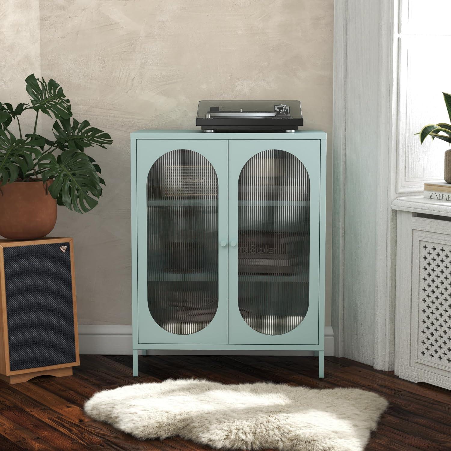 Luna 25.2'' Tall Accent Cabinet with Fluted Glass