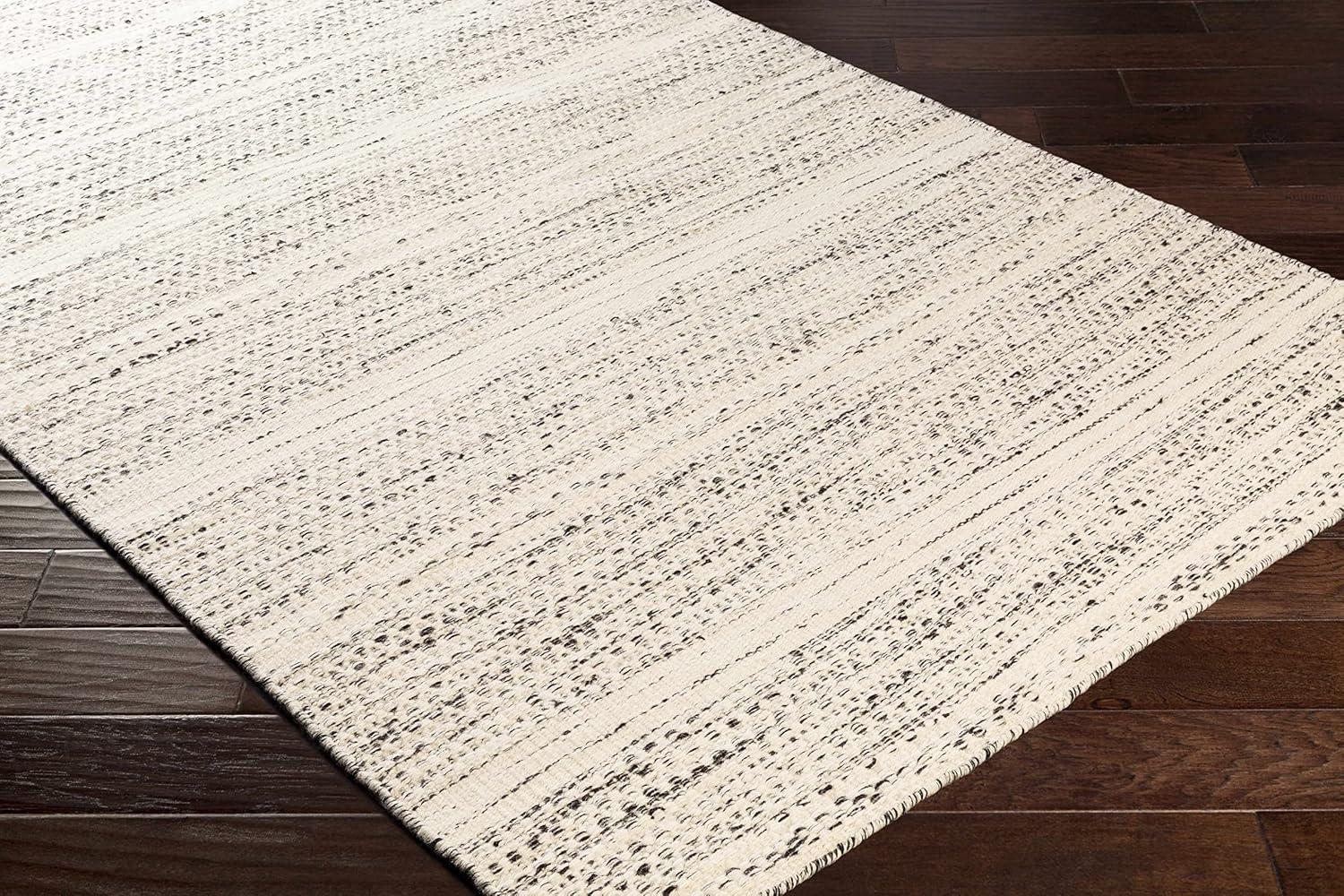 Williford Cream and Black Handwoven Wool Area Rug 2' x 3'